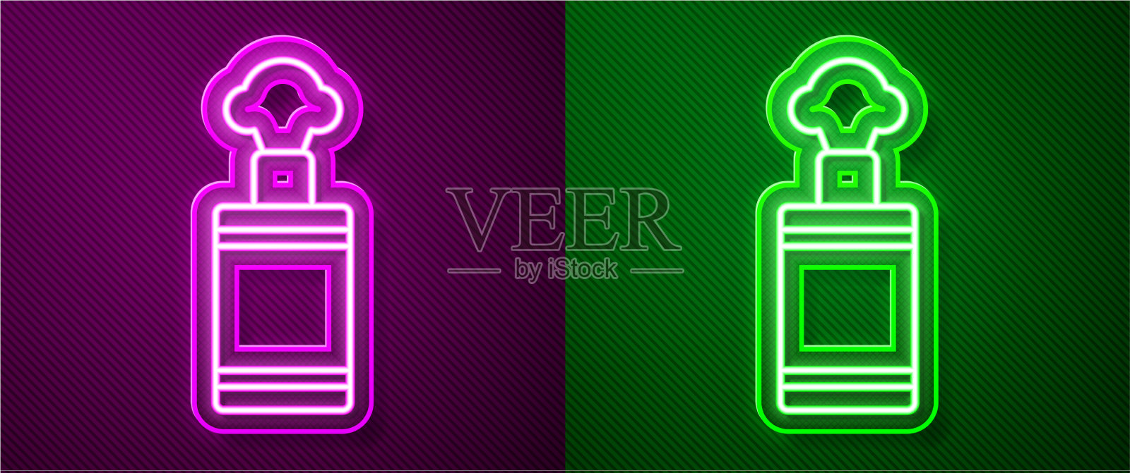 发光的霓虹灯线手雷图标孤立上插画图片素材