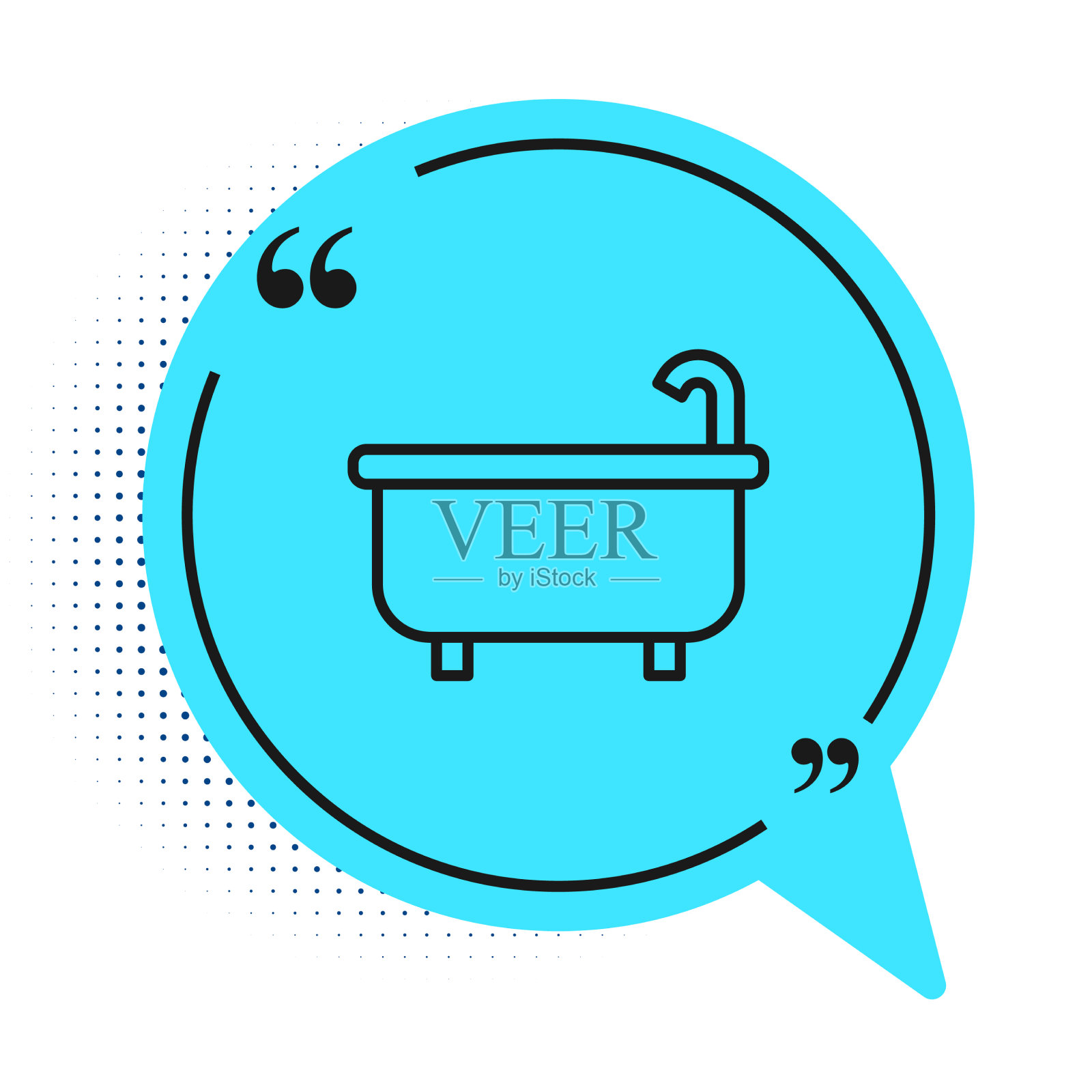 黑色线条浴缸图标孤立在白色插画图片素材