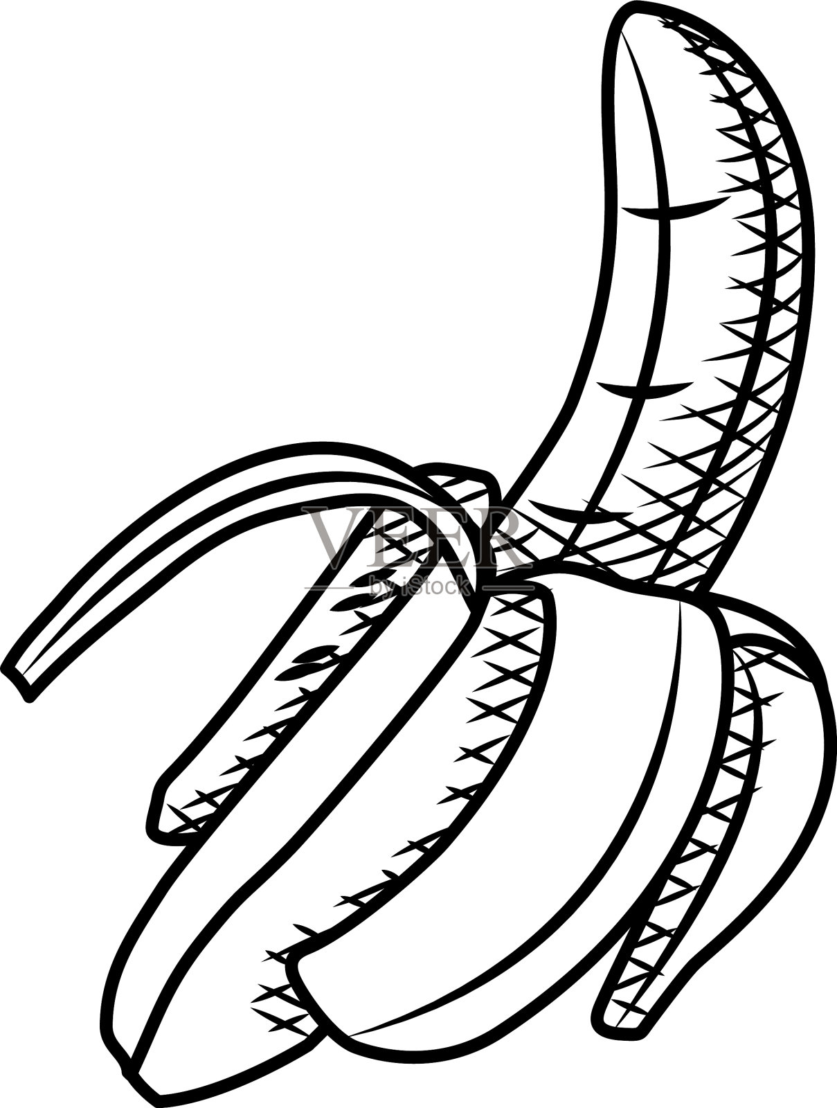 去皮香蕉图标手绘风格设计元素图片