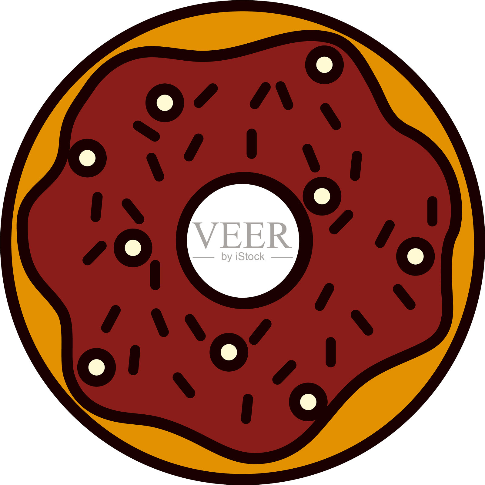 甜甜圈图标线和填充风格设计元素图片