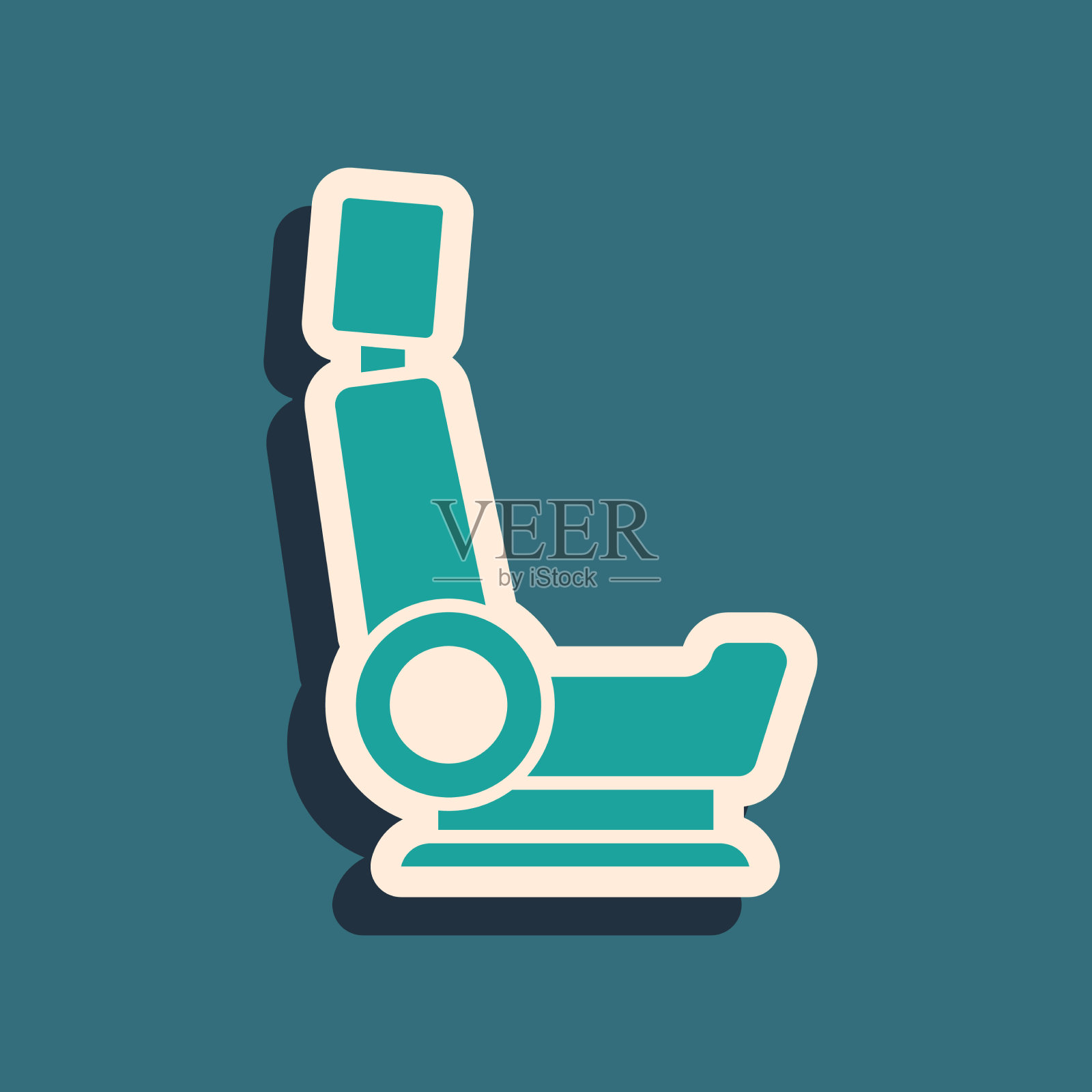 绿色汽车座椅图标隔离在绿色背景插画图片素材