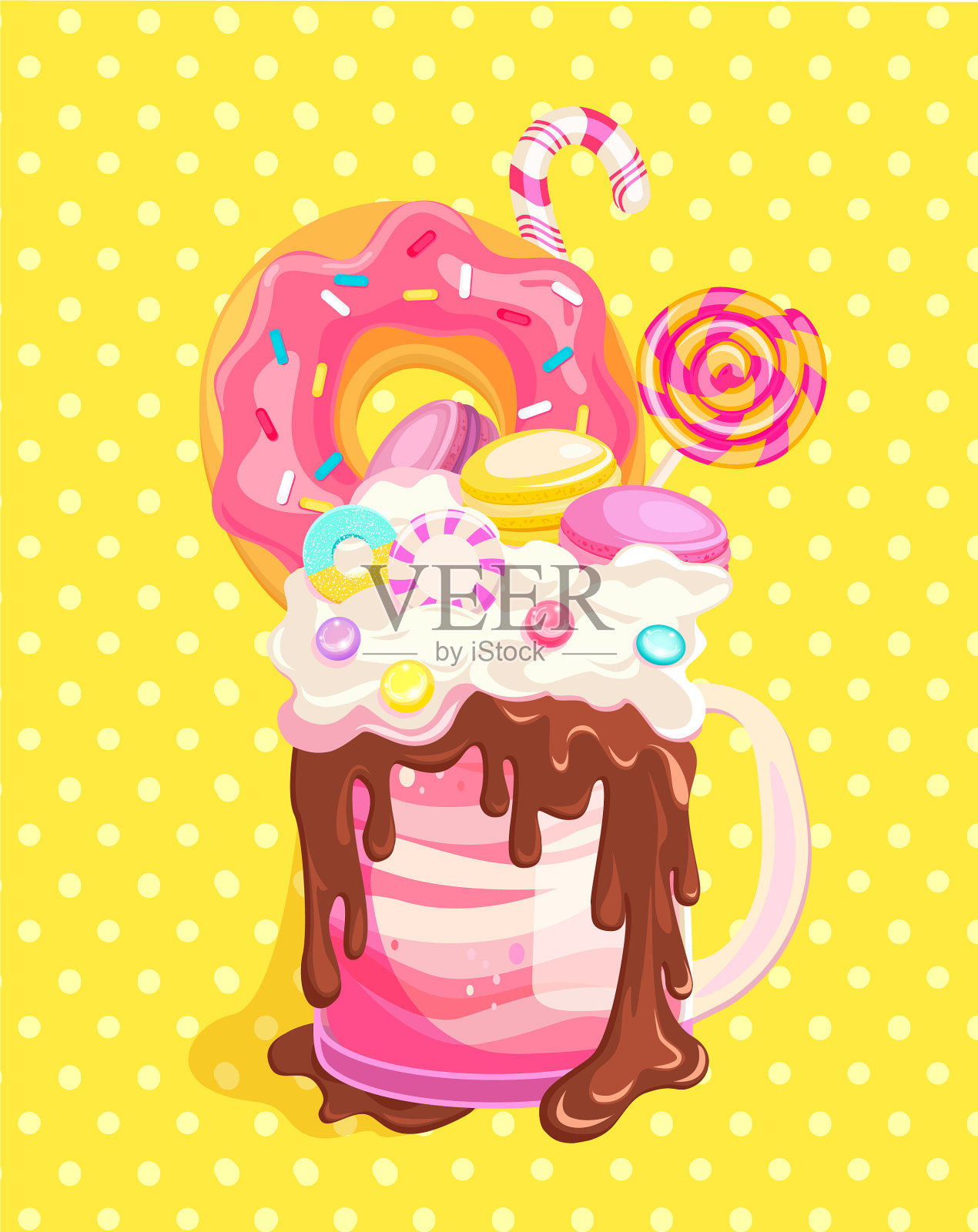 与donutchocolatemacaroonscandies monsterhake插画图片素材