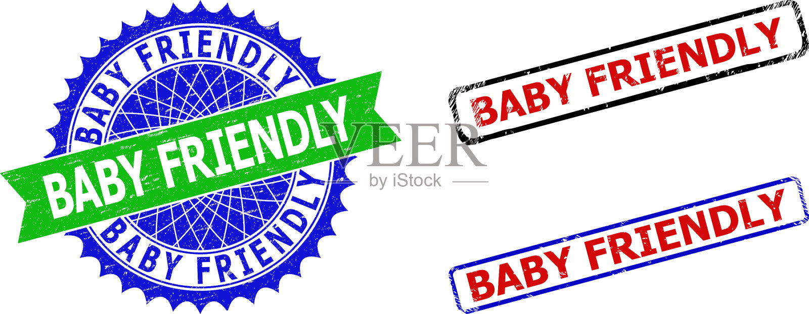 婴儿友好的玫瑰形和长方形双色邮票插画图片素材