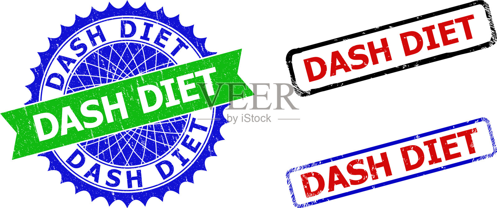 Dash饮食玫瑰形和长方形双色水印插画图片素材