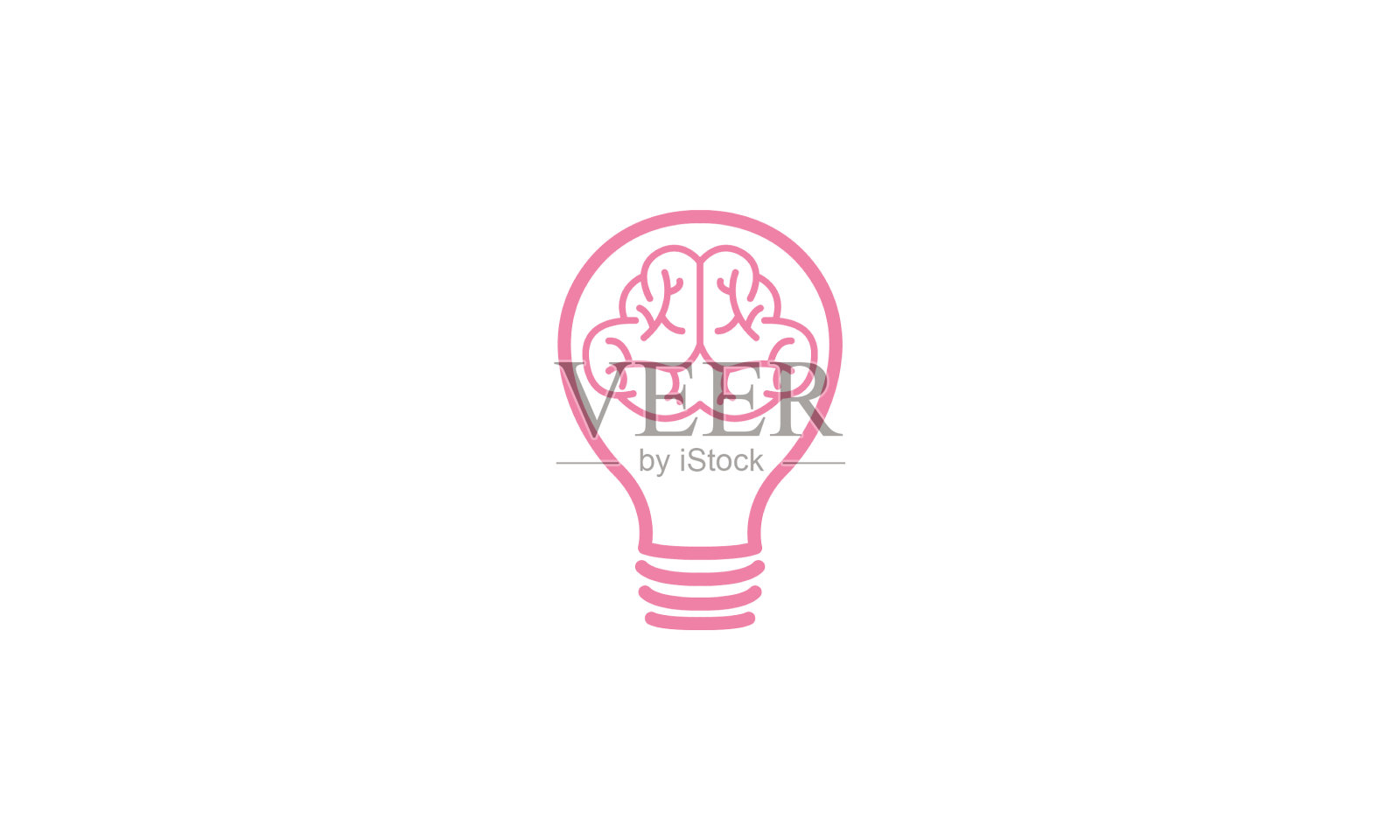 灯泡创意与脑线标志符号图标设计元素图片