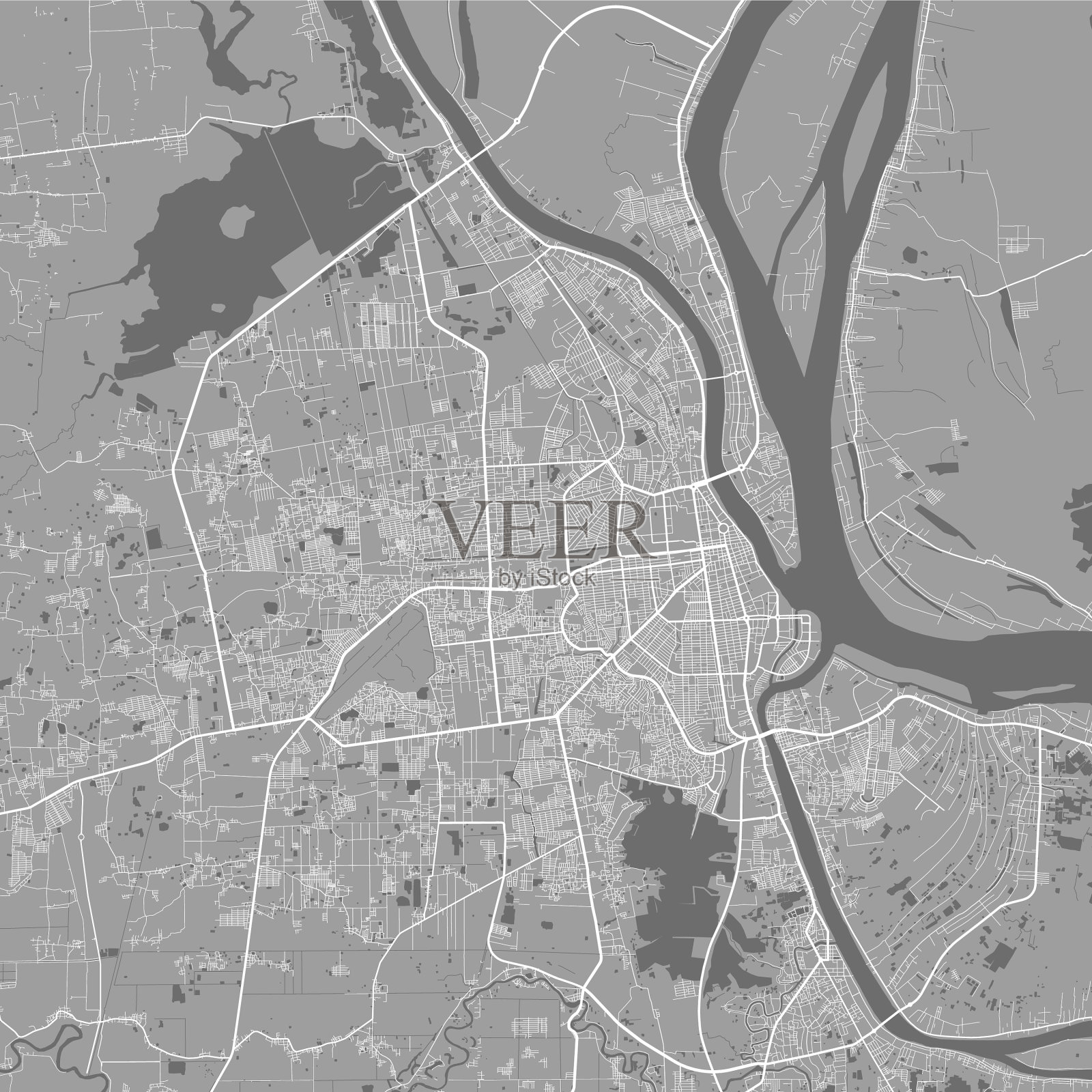 城市城市地图金边海报灰度插画图片素材