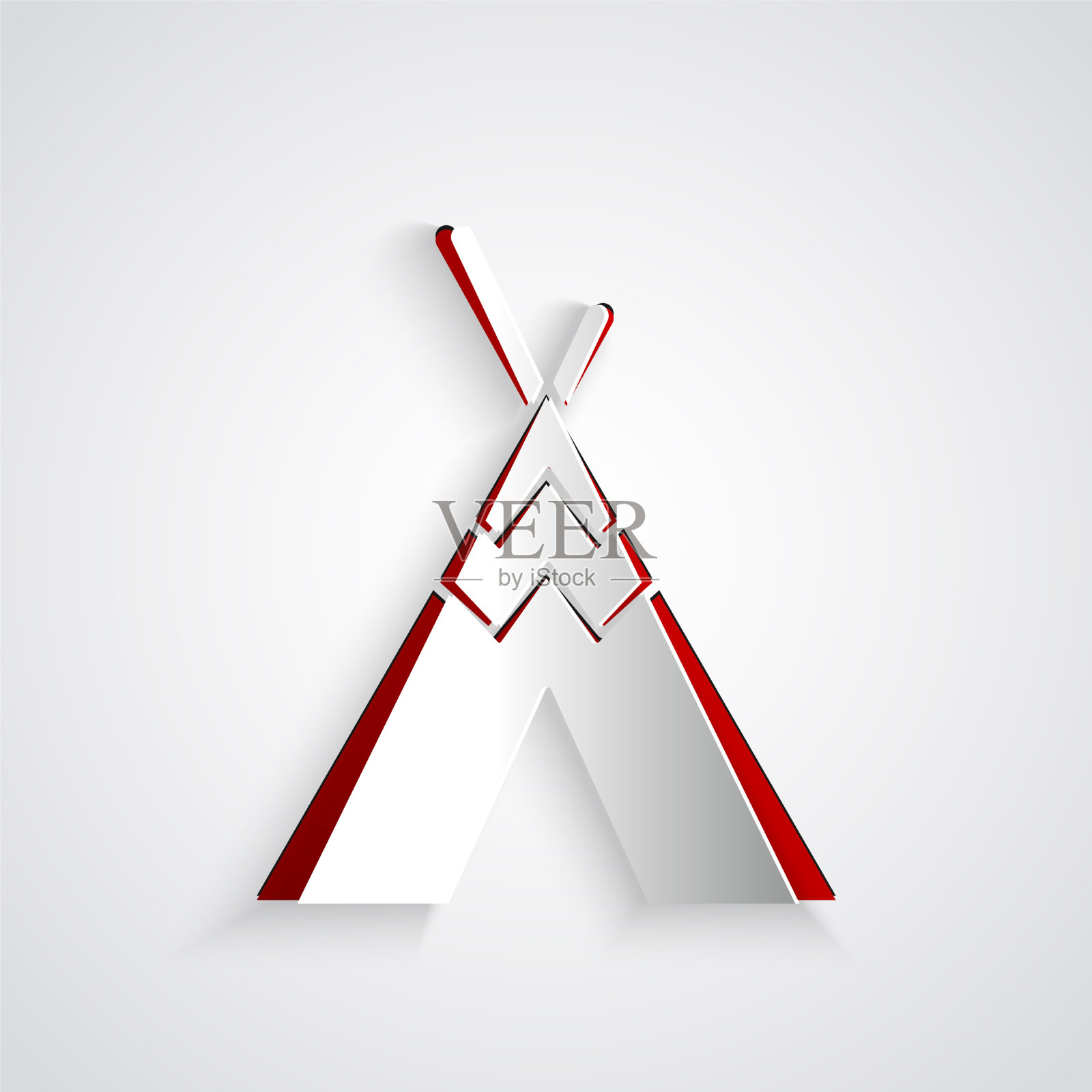 剪纸传统的印度帐篷或棚屋图标插画图片素材