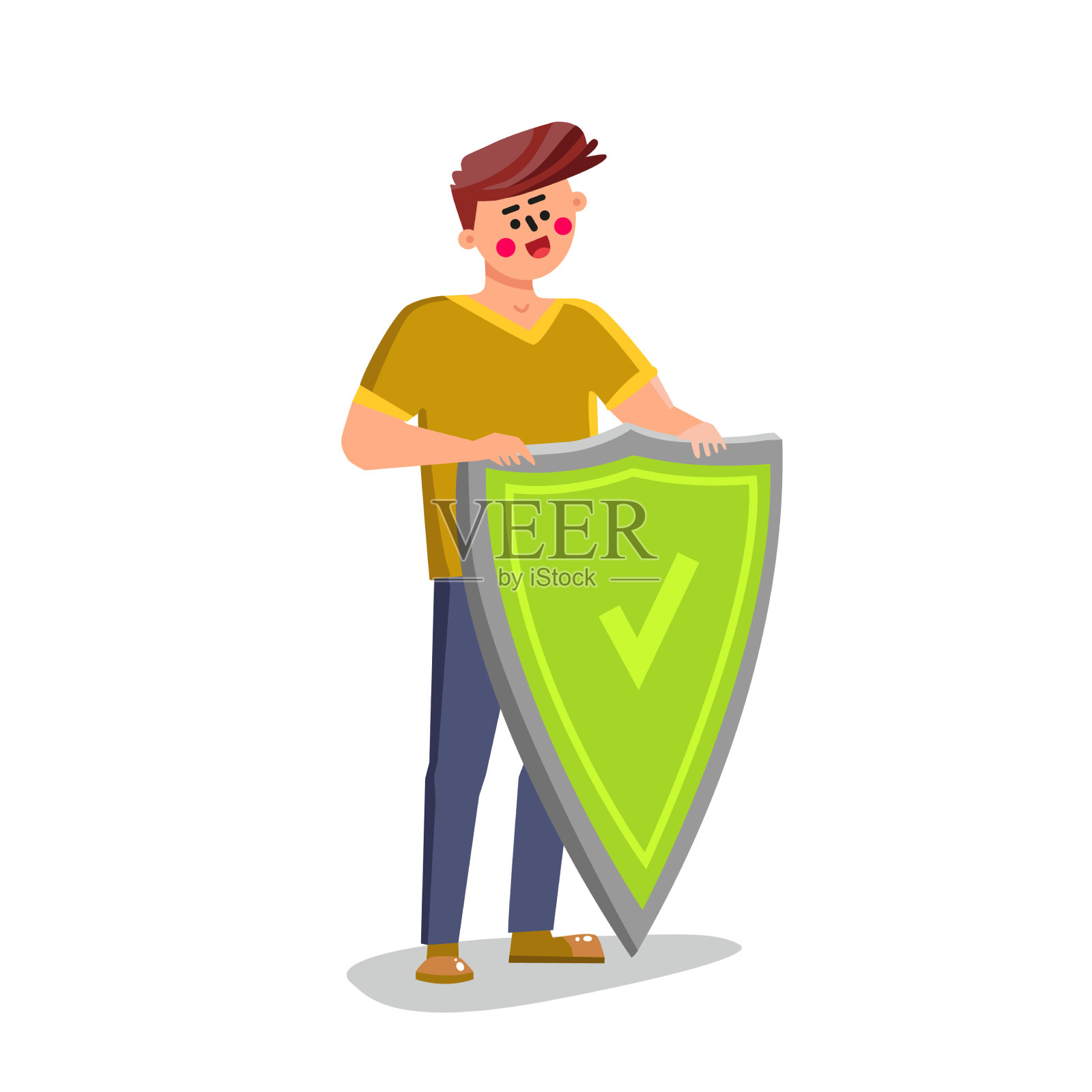 健康的人站在防护罩附近设计元素图片