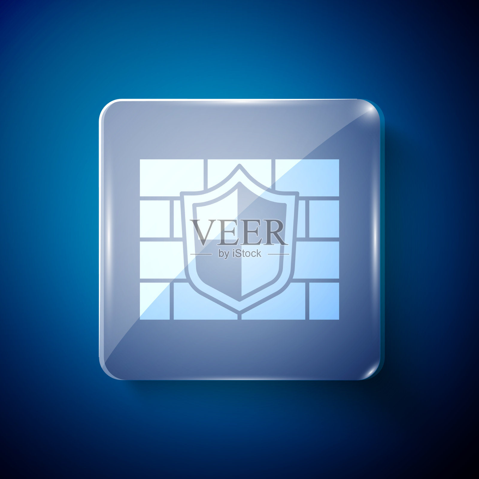 白色盾牌与网络安全砖墙图标图标素材