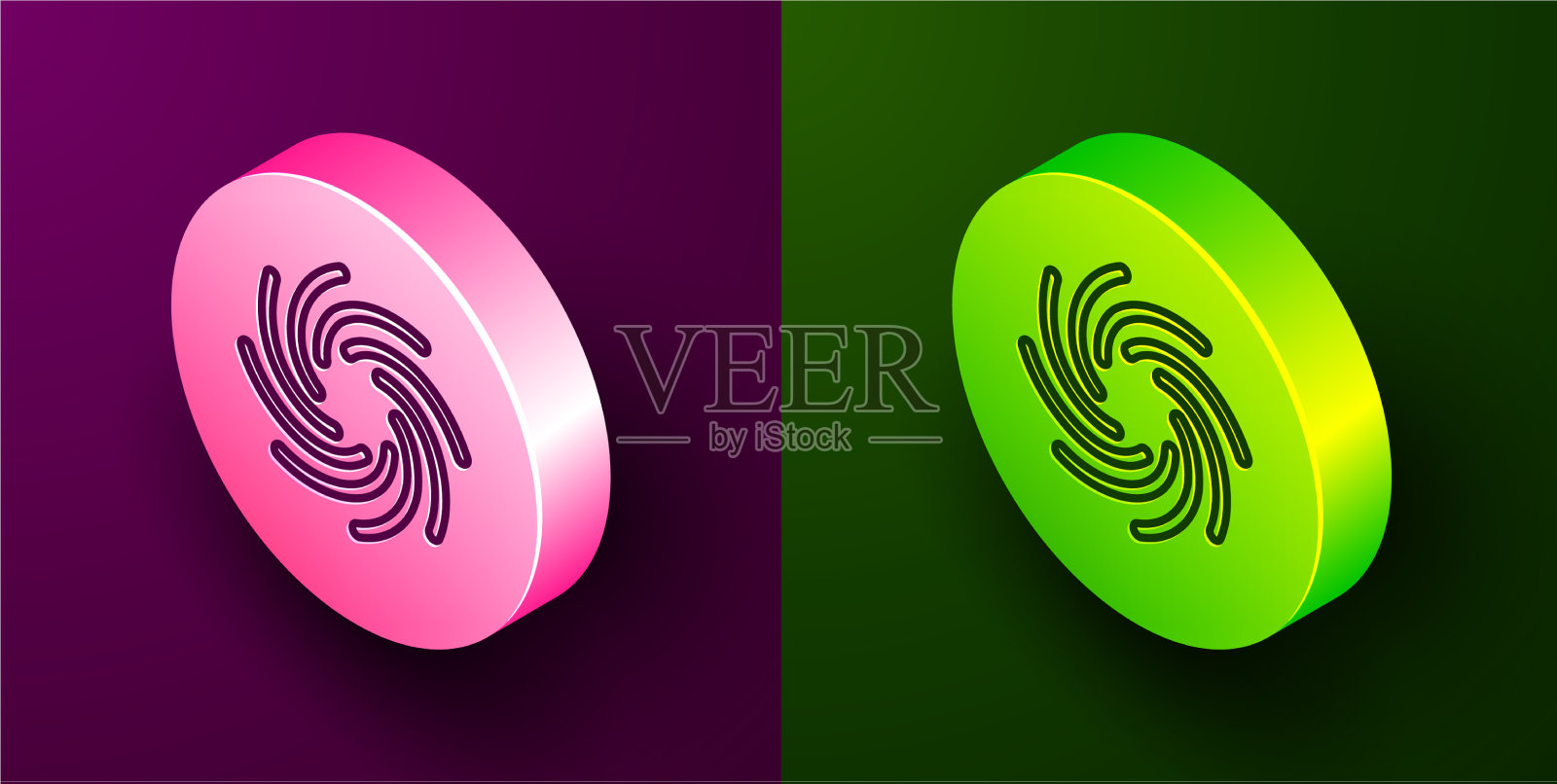 等距线龙卷风图标孤立在紫色和图标素材