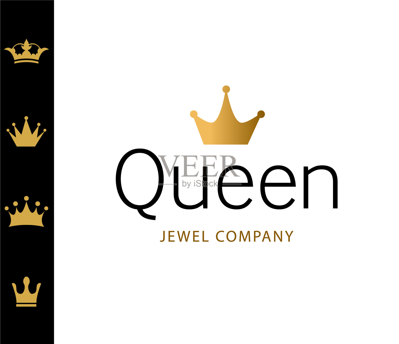 金色标识王冠女王设计现代标识之王插画图片素材