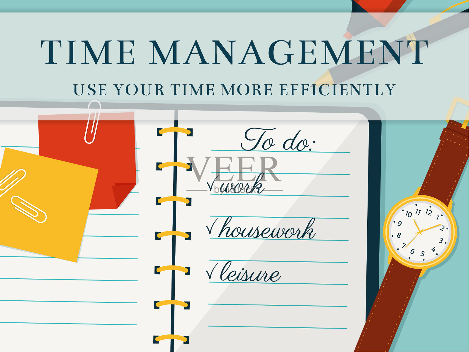 时间管理横幅的概念背景插画图片素材