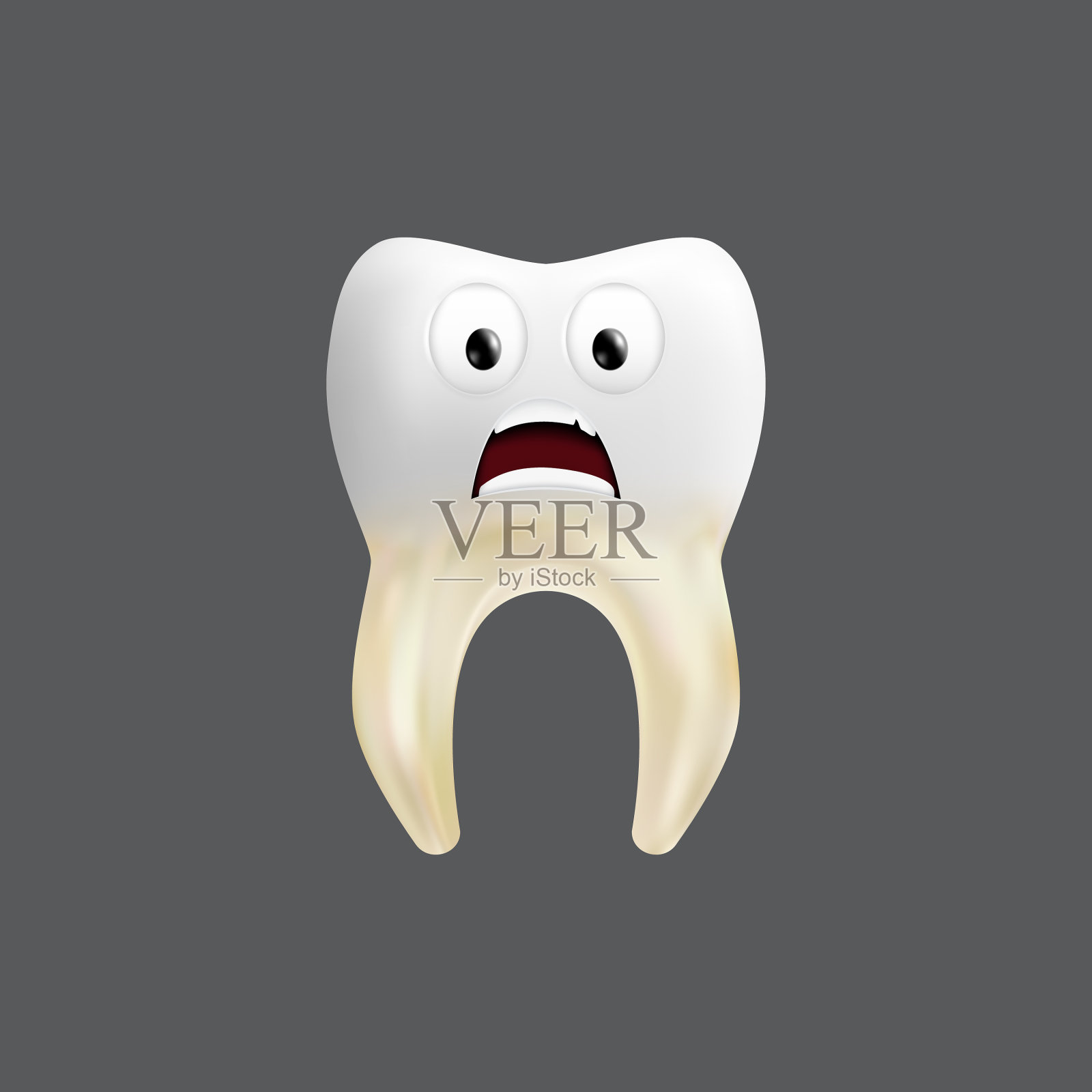 害怕的牙齿与组织移植可爱插画图片素材