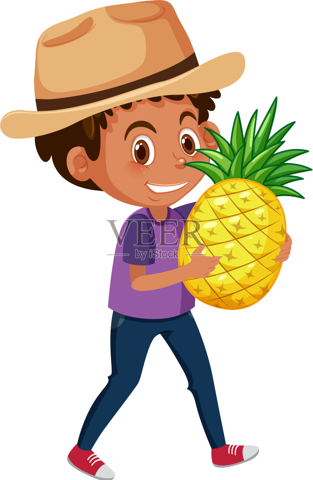 儿童卡通人物拿着水果或设计元素图片