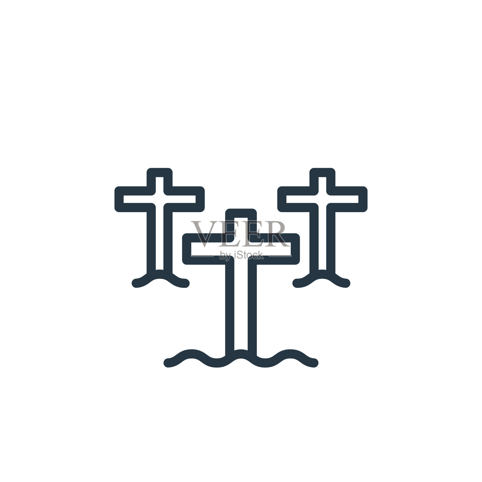 十字图标矢量从复活节的概念。交叉编辑笔画的细线插图。交叉线性标志用于web和移动应用程序，标志，印刷媒体。插画图片素材