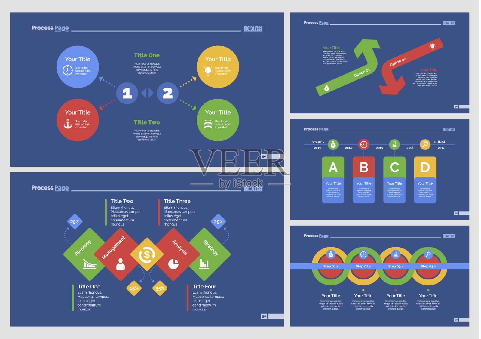 五个策略幻灯片模板集设计模板素材