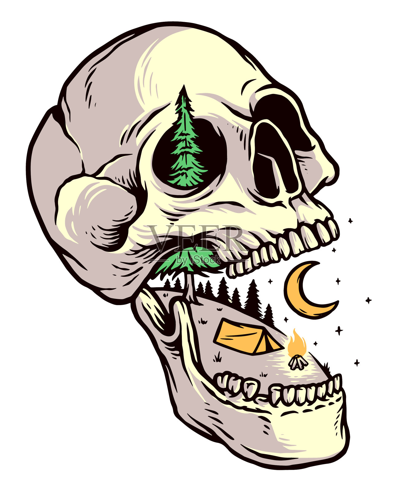 头骨露营设计设计元素图片