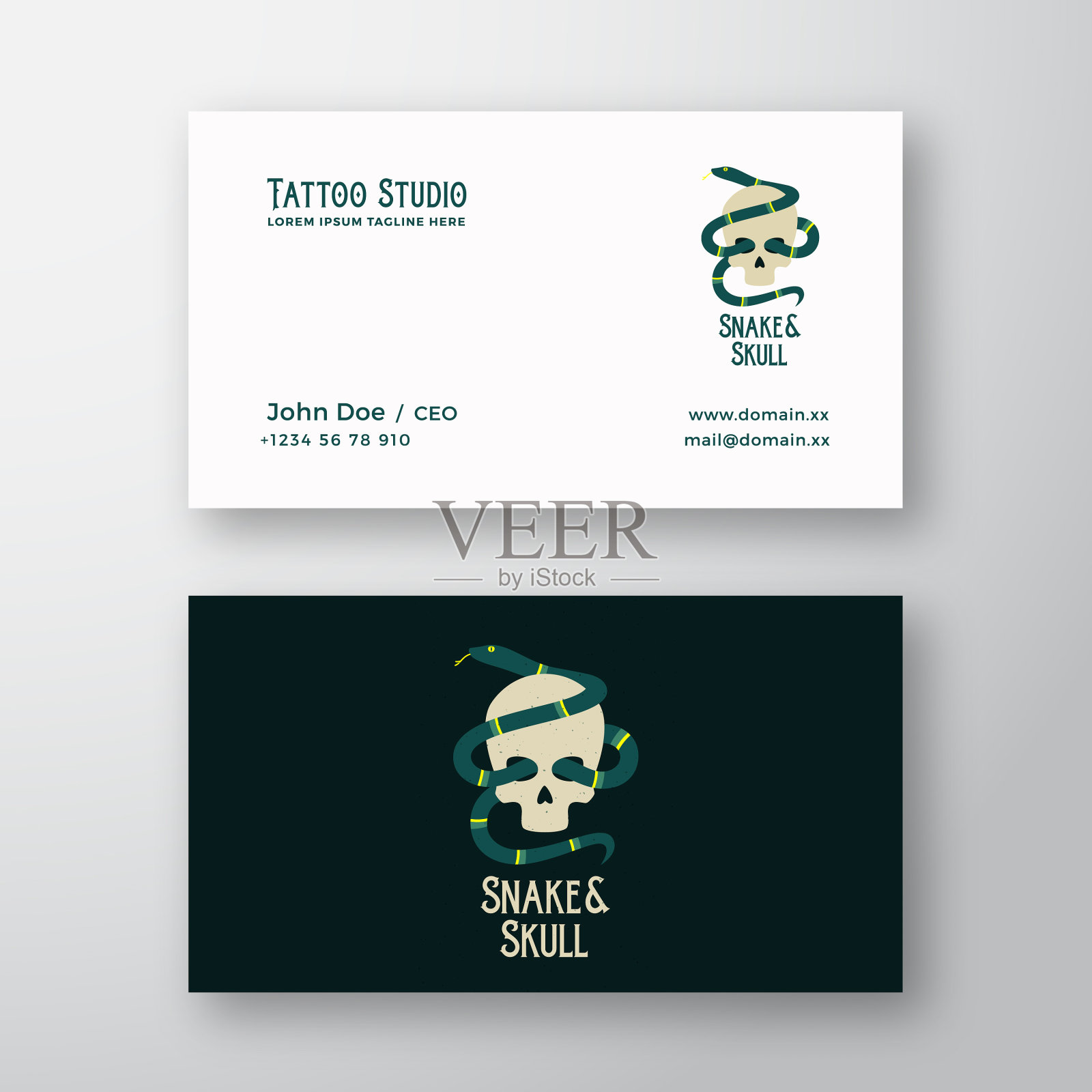 蛇和骷髅抽象的现代标志和插画图片素材