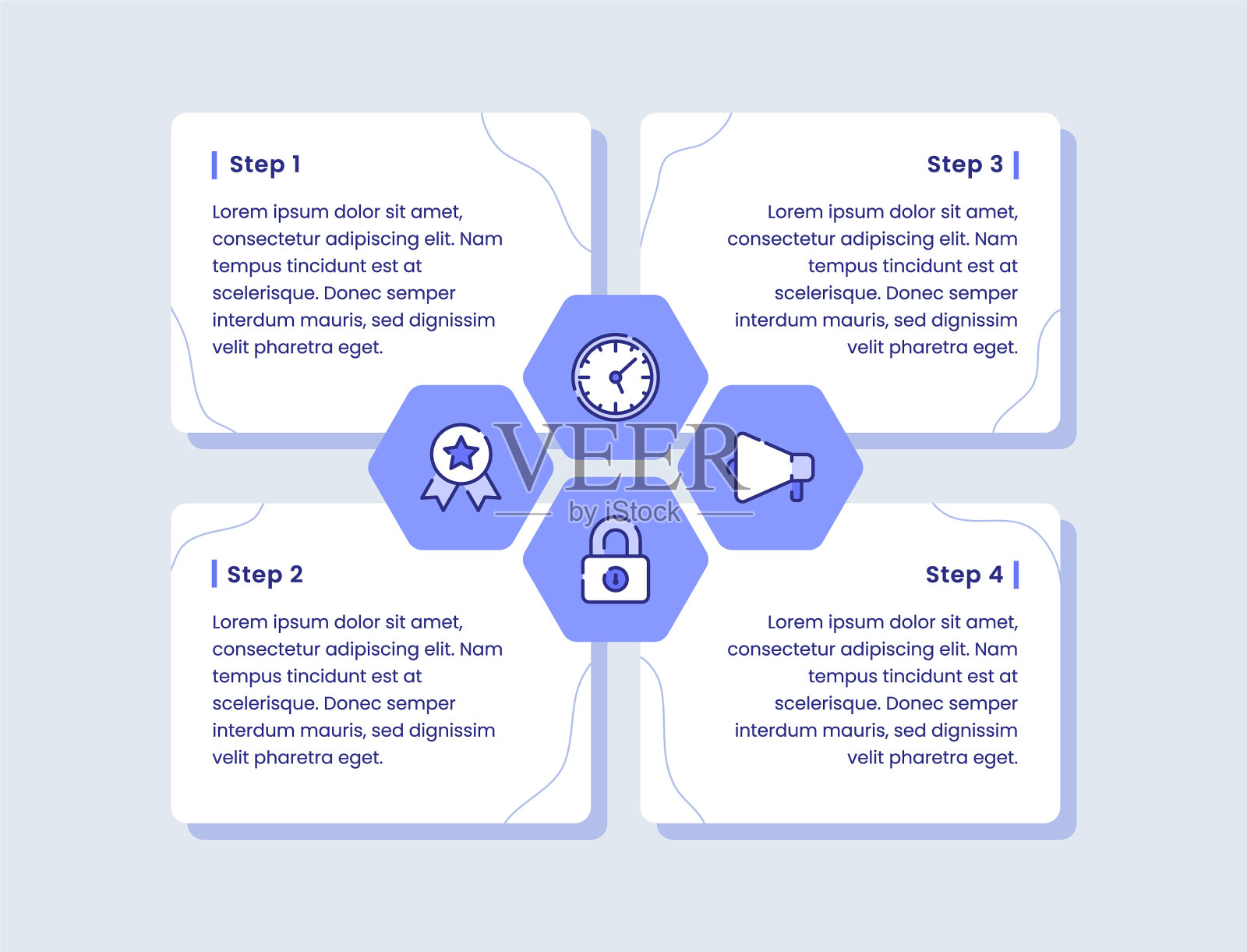 管理信息图表四步钟插画图片素材