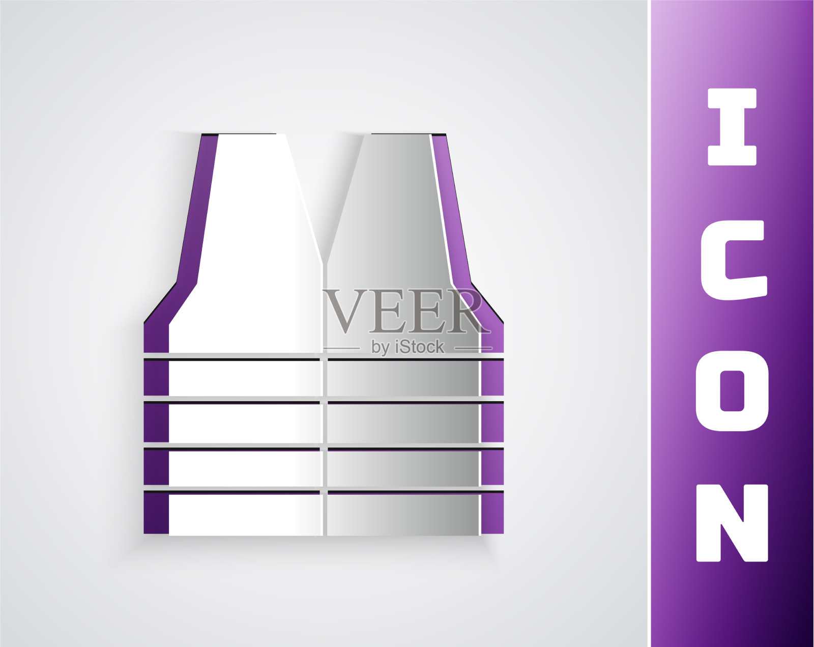 剪纸安全背心图标孤立在灰色插画图片素材