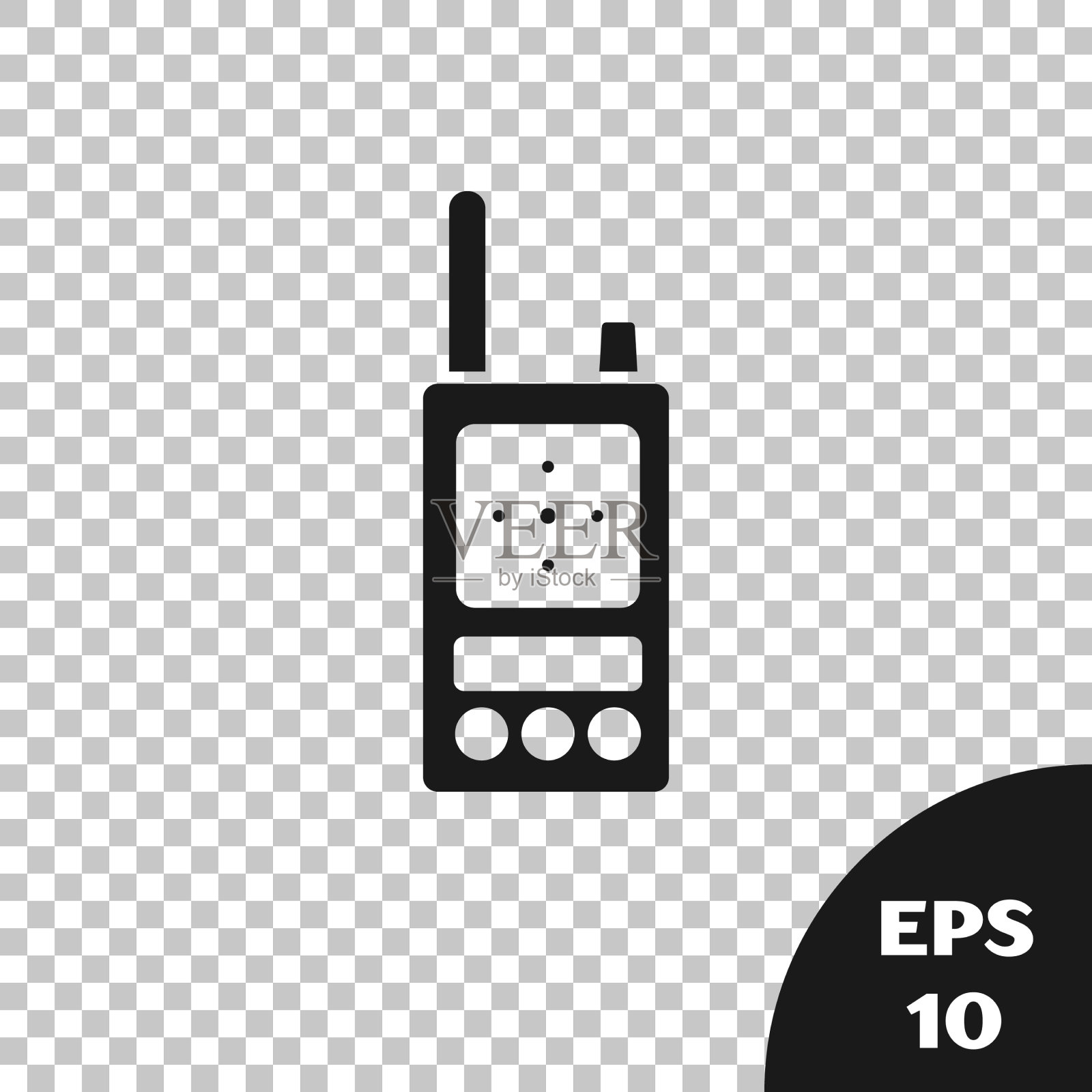 黑色对讲机图标隔离透明插画图片素材
