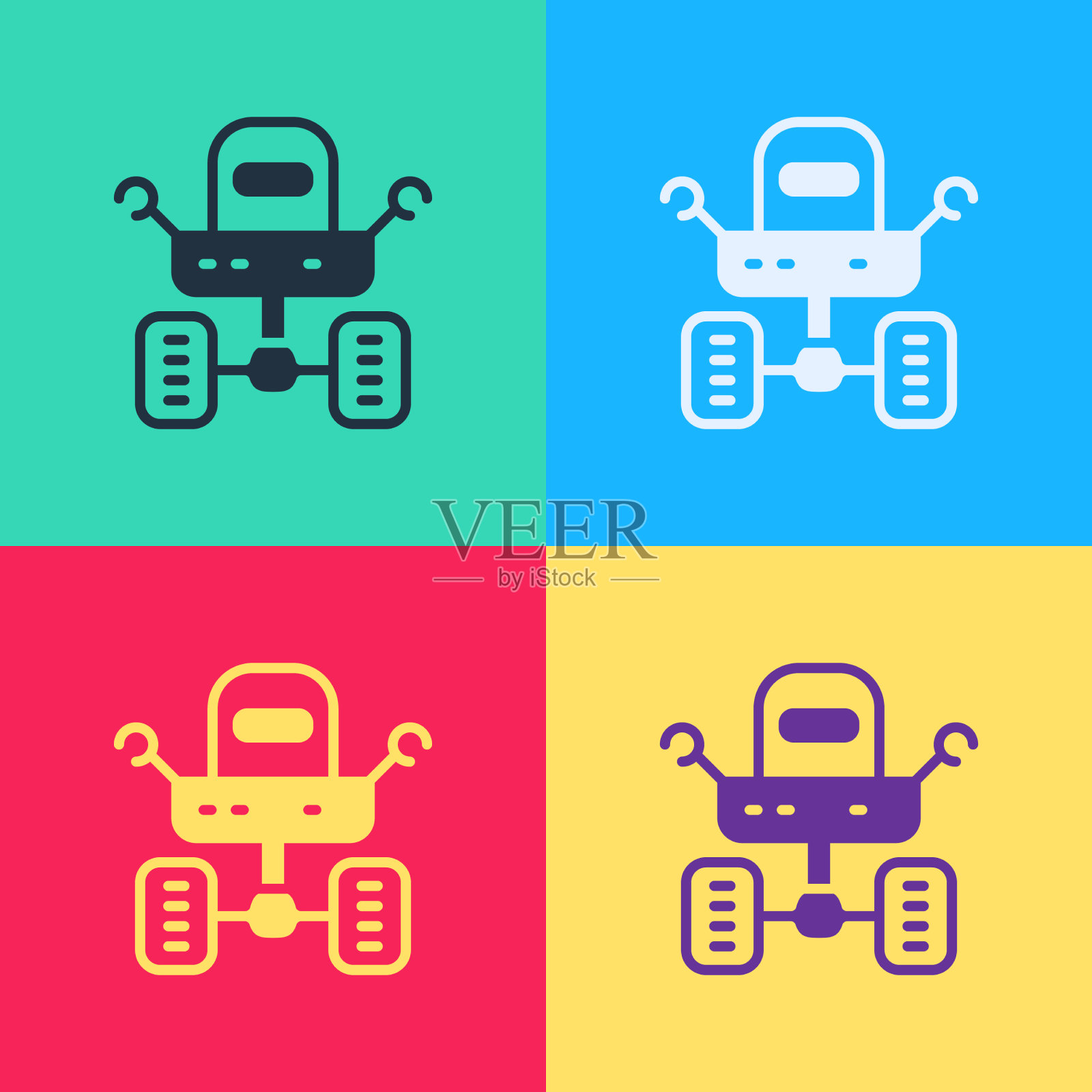 流行艺术火星漫游者图标孤立的颜色插画图片素材