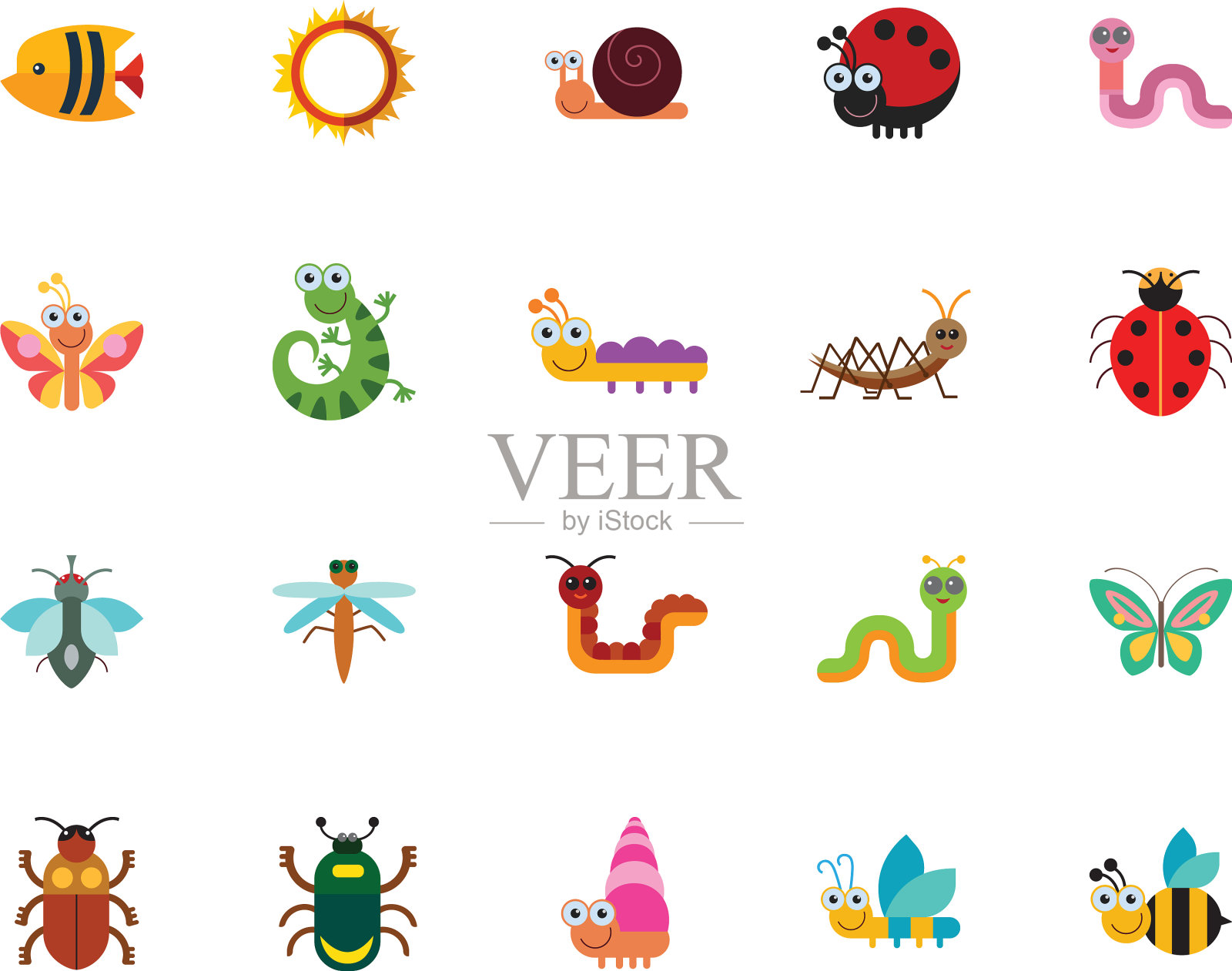 有趣的昆虫图标集图标素材