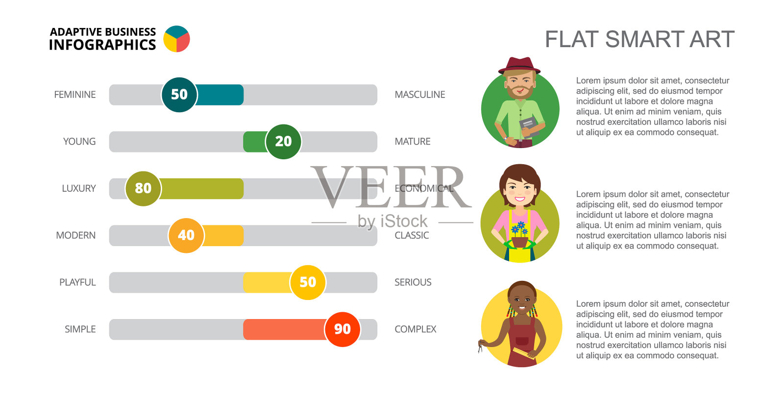水平条形图幻灯片模板设计模板素材