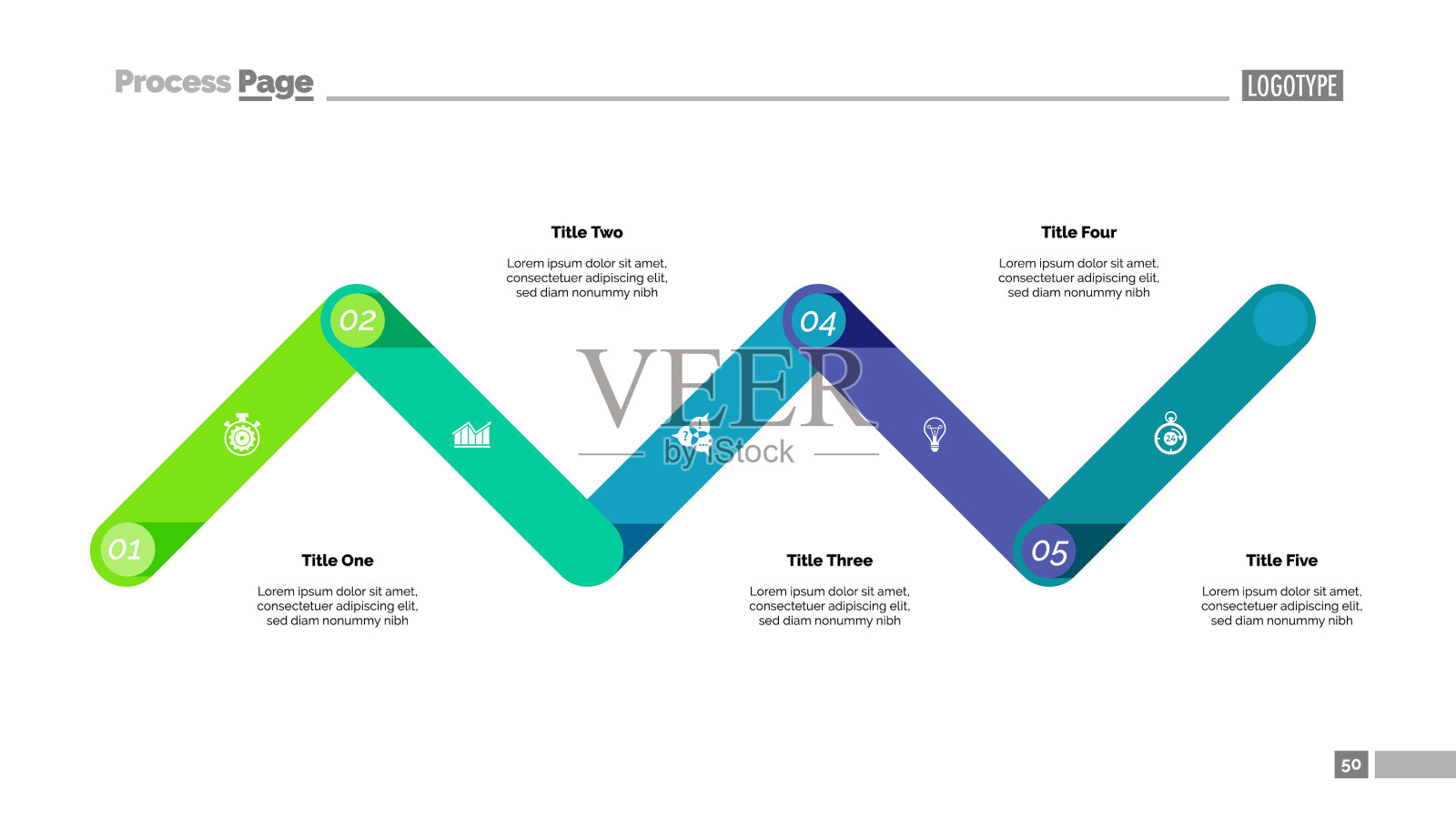 折线图与五元素模板插画图片素材