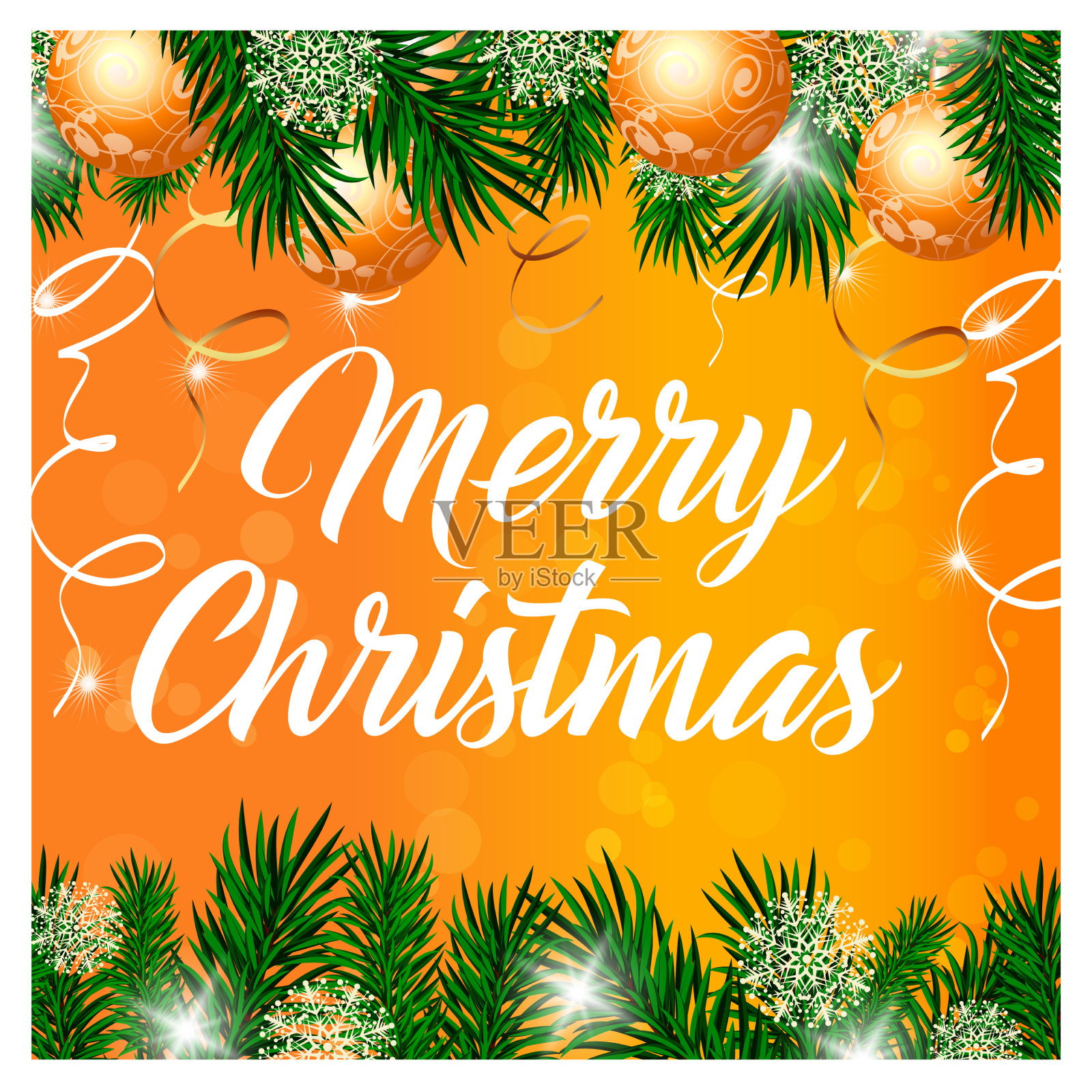 有球的圣诞贺卡插画图片素材