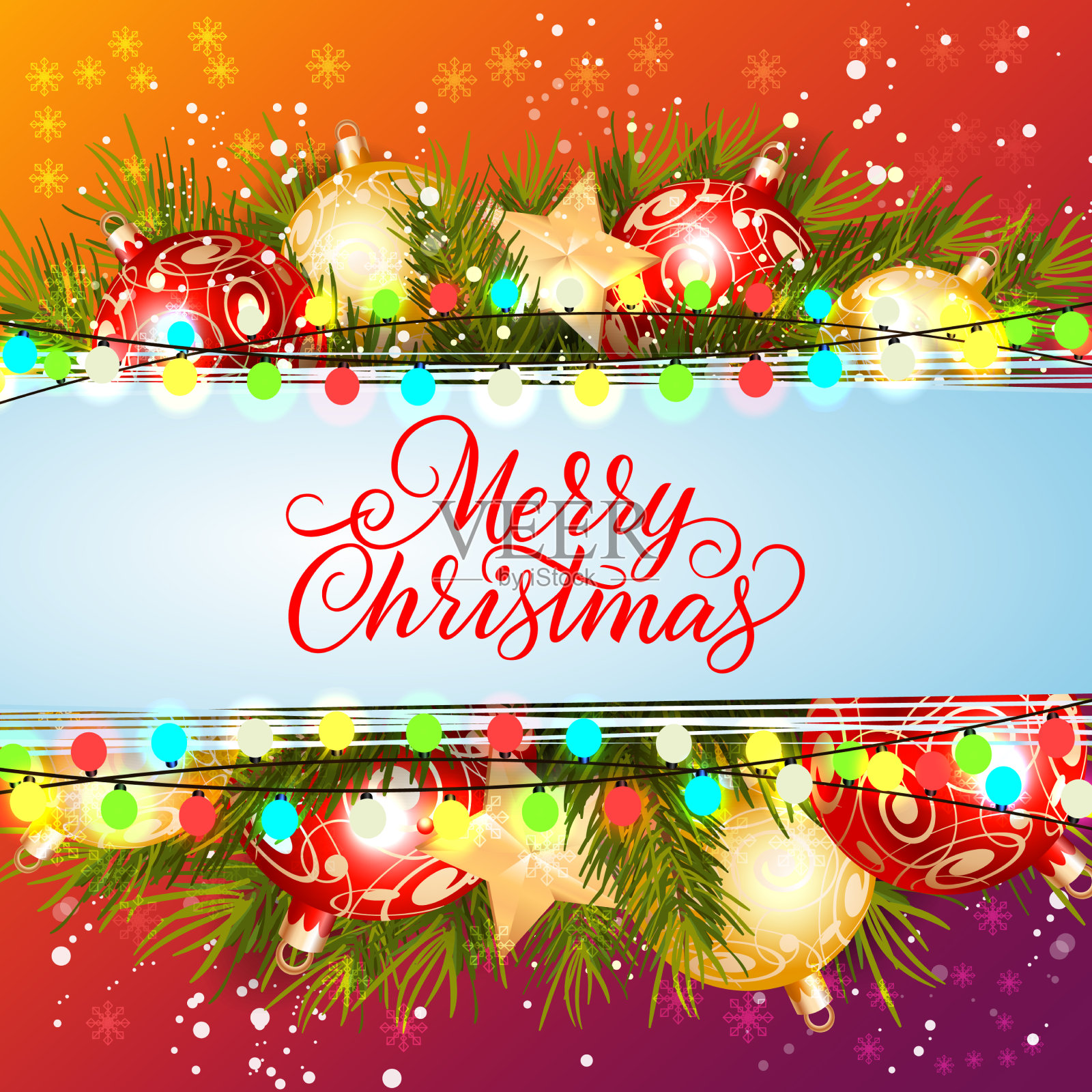 圣诞快乐的字母与漩涡插画图片素材