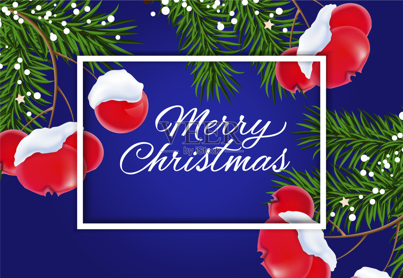 用槲寄生写的圣诞快乐插画图片素材