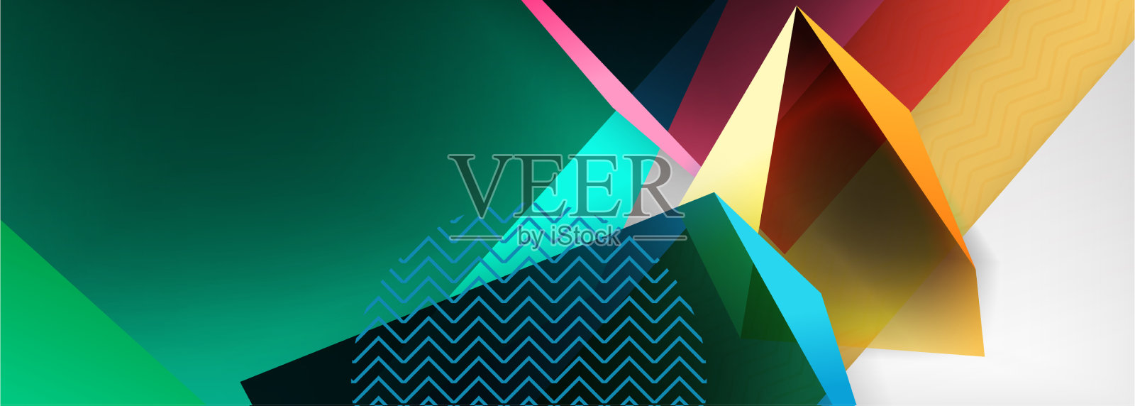 低多边形三维几何形状最小抽象插画图片素材