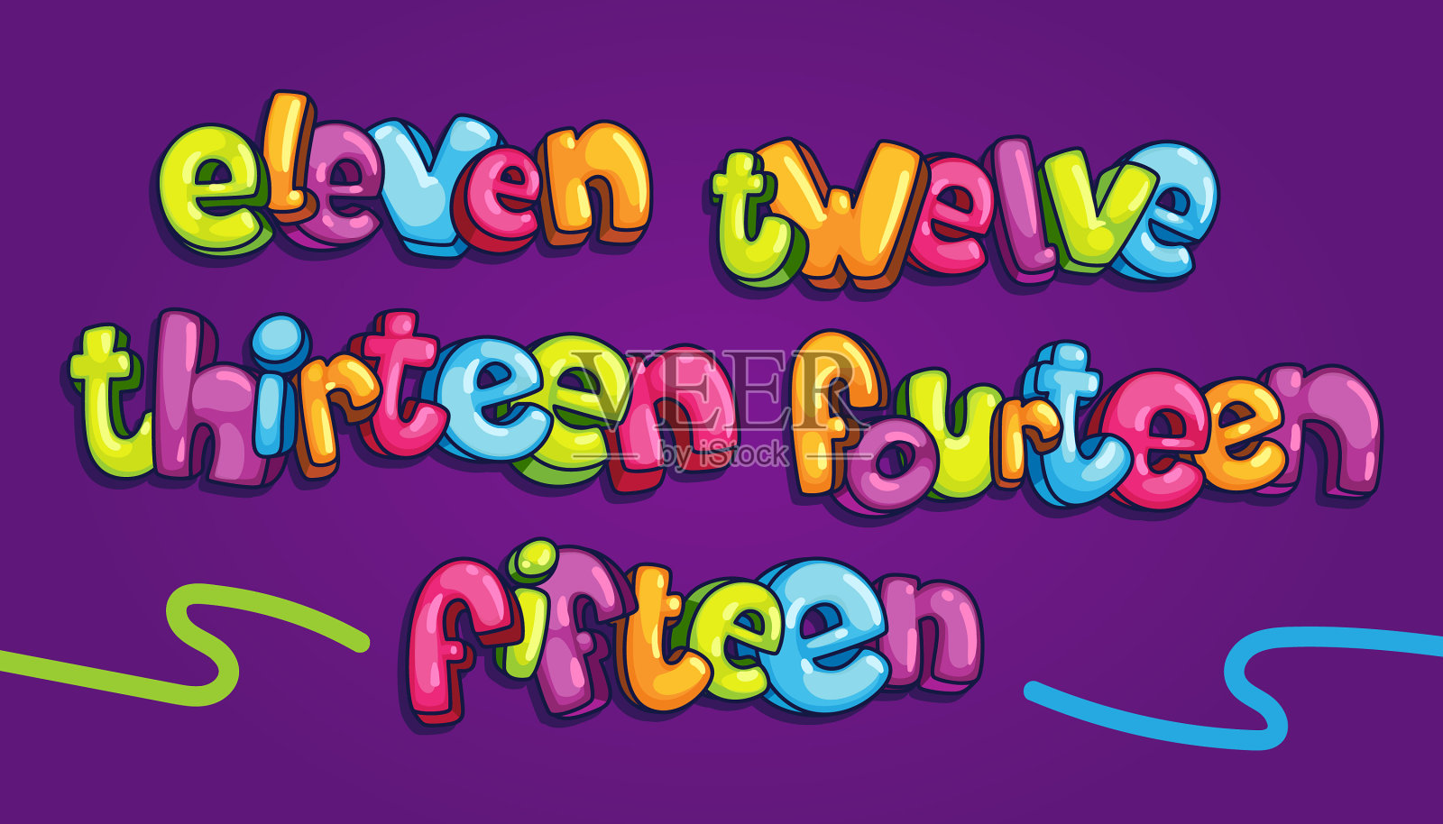 彩色背景上的文字特写镜头插画图片素材