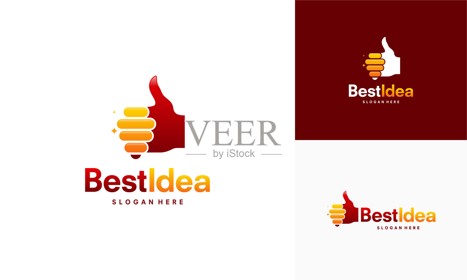 最佳创意图标设计概念向量，现代灯泡和拇指图标图标插画图片素材