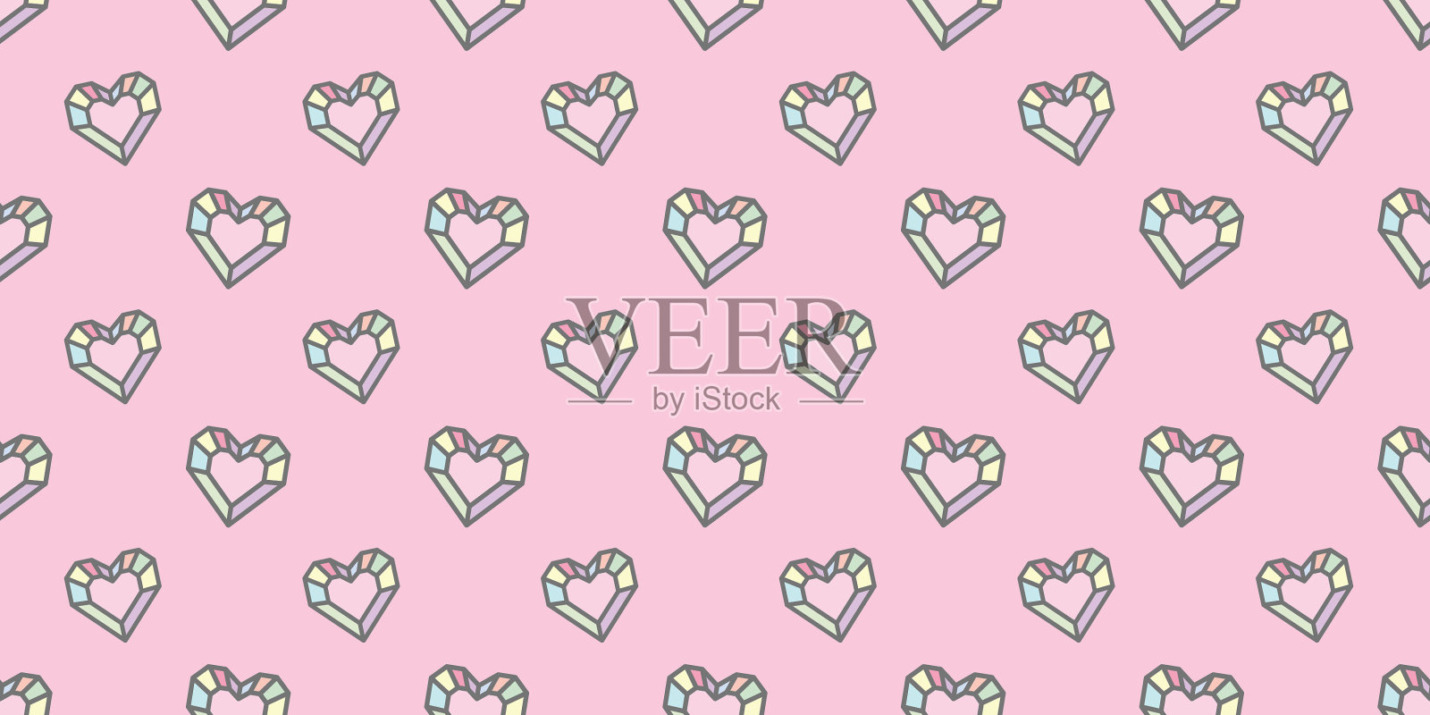 水晶心可爱的女孩柔和的背景插画图片素材