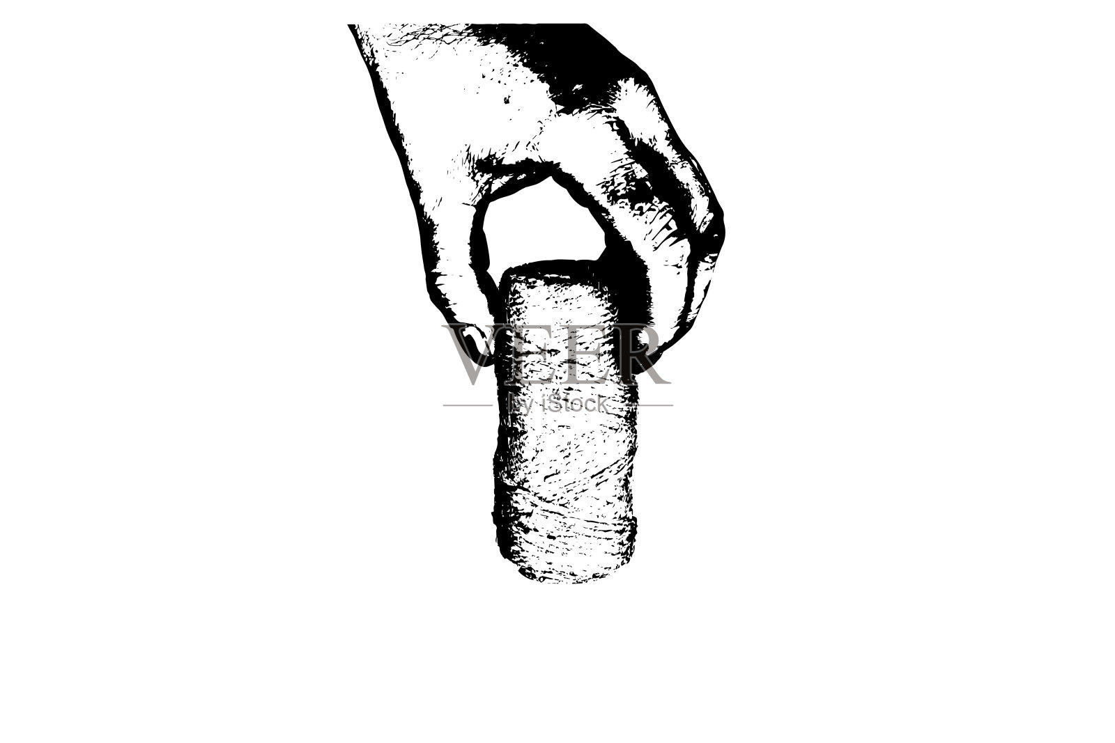 一个男人拿着一卷麻线。手与盘绕缠绕孤立在白色背景。插画图片素材