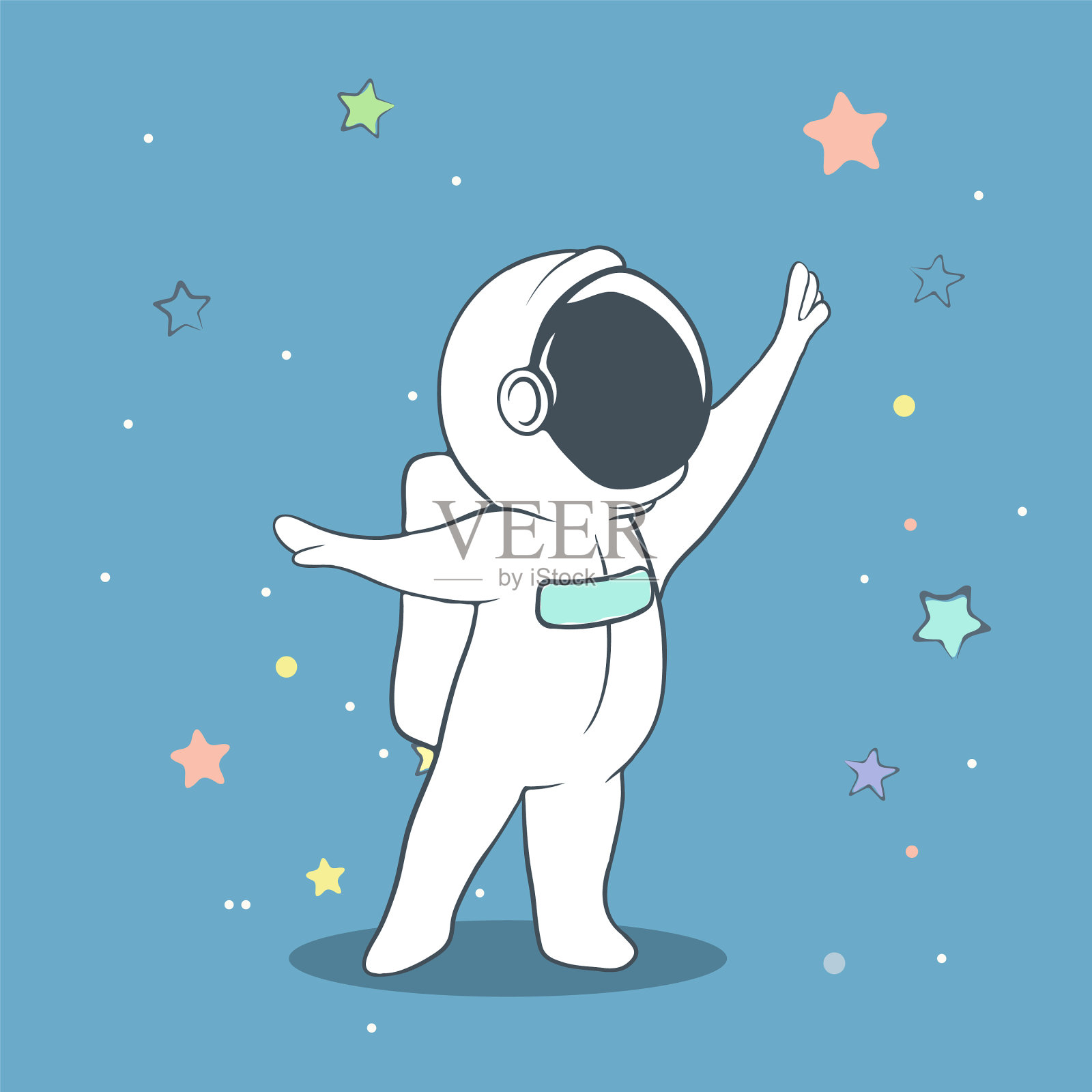 宇航员为星星伸展身体插画图片素材