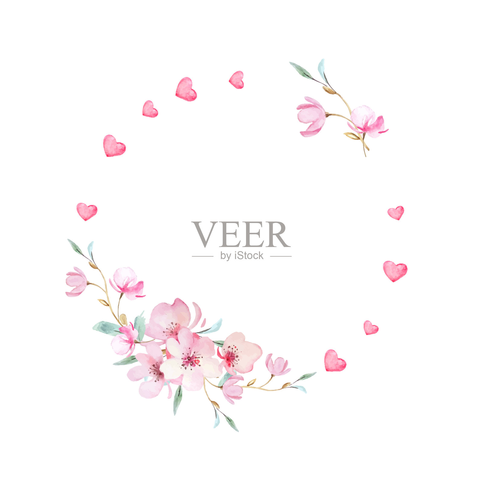 花圈，情人节用的美丽插画图片素材