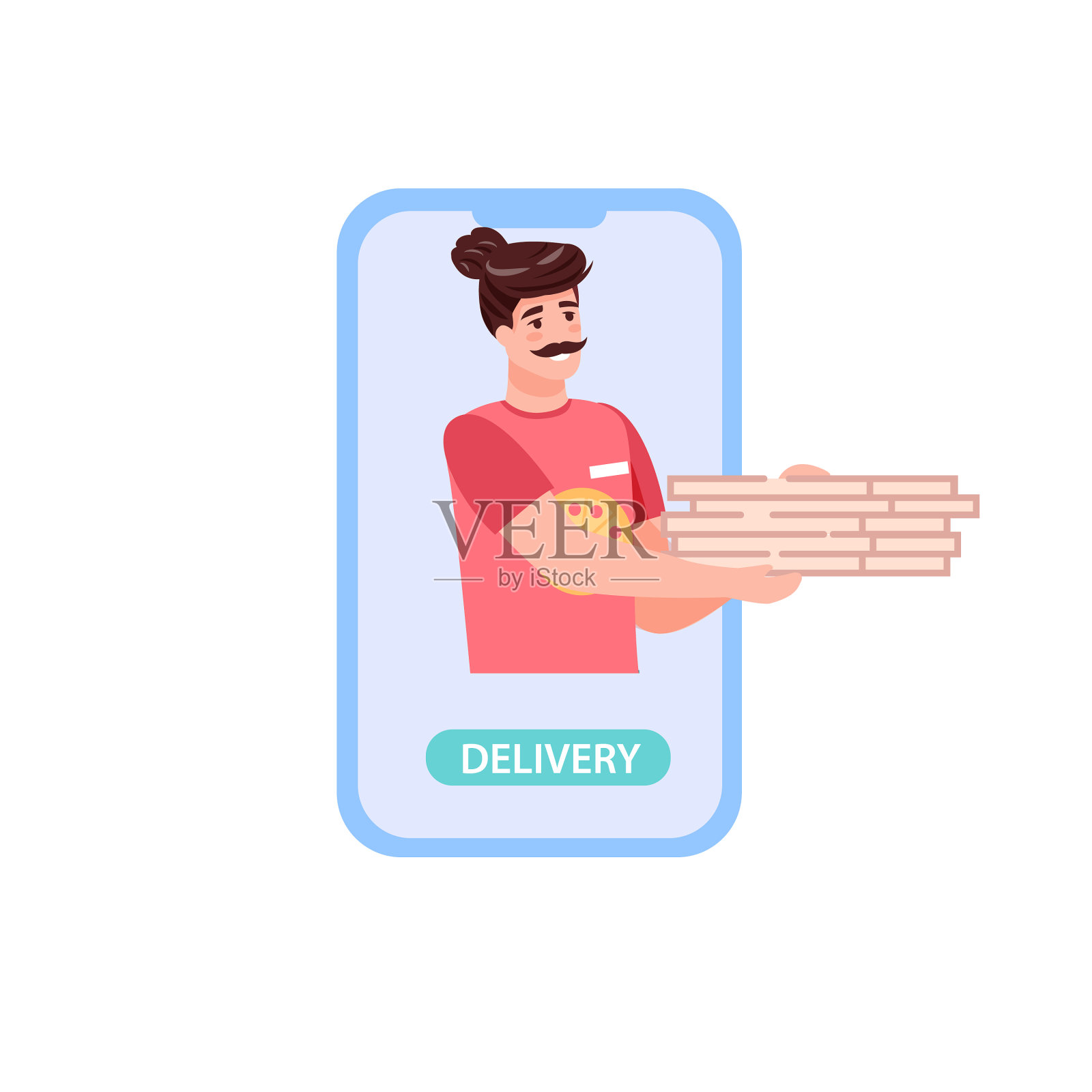 扁平卡通信使人物进行网上购买插画图片素材