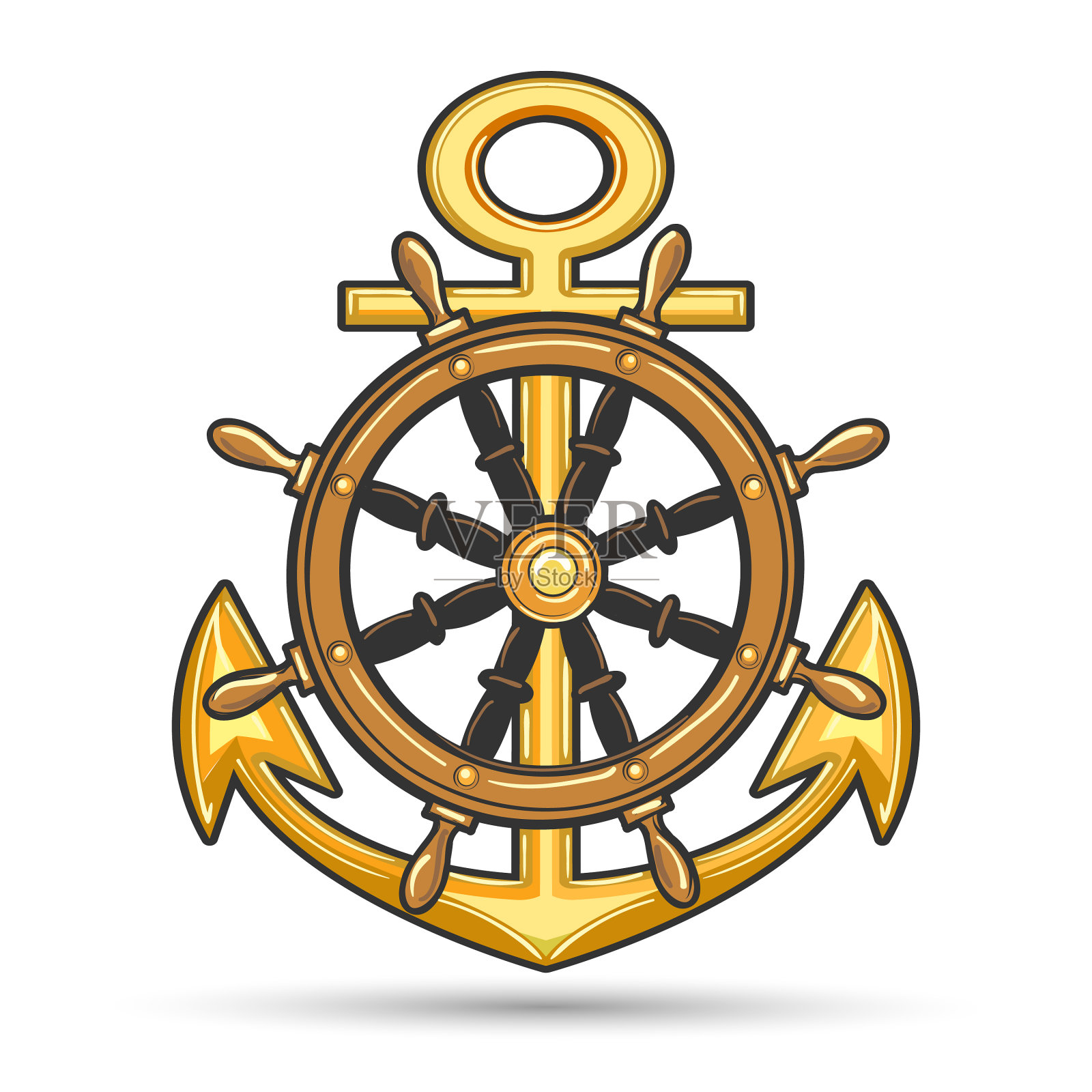 船锚及舵轮航海标志设计元素图片