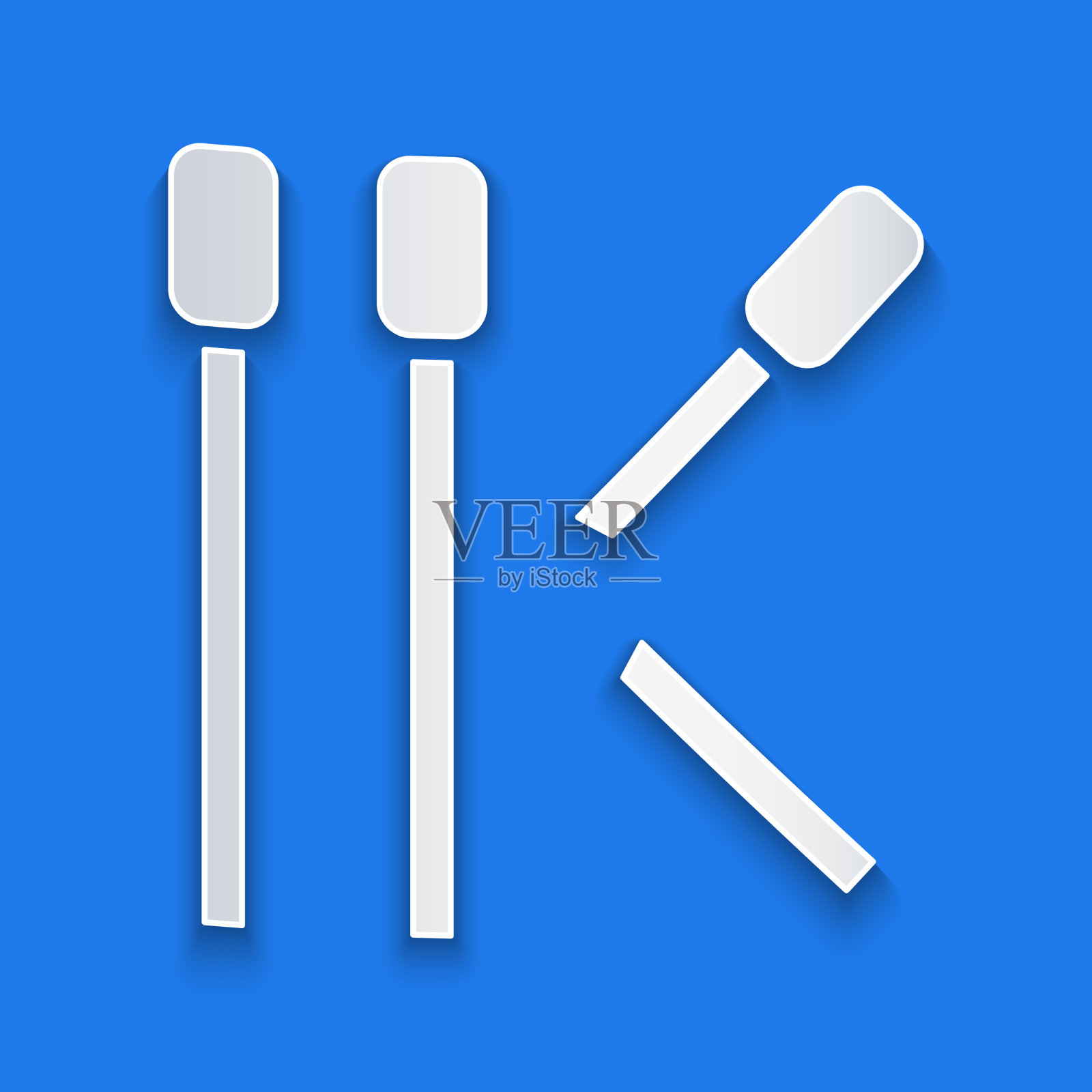 剪纸匹配图标孤立在蓝色背景插画图片素材