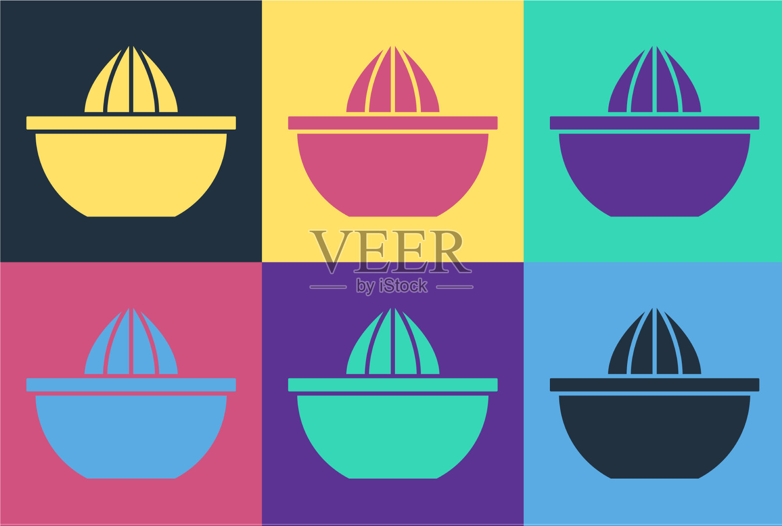 流行艺术柑桔果汁机图标孤立的颜色图标素材