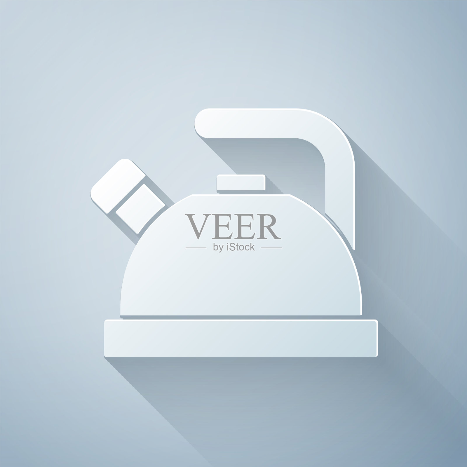 剪纸水壶与处理图标孤立在灰色图标素材