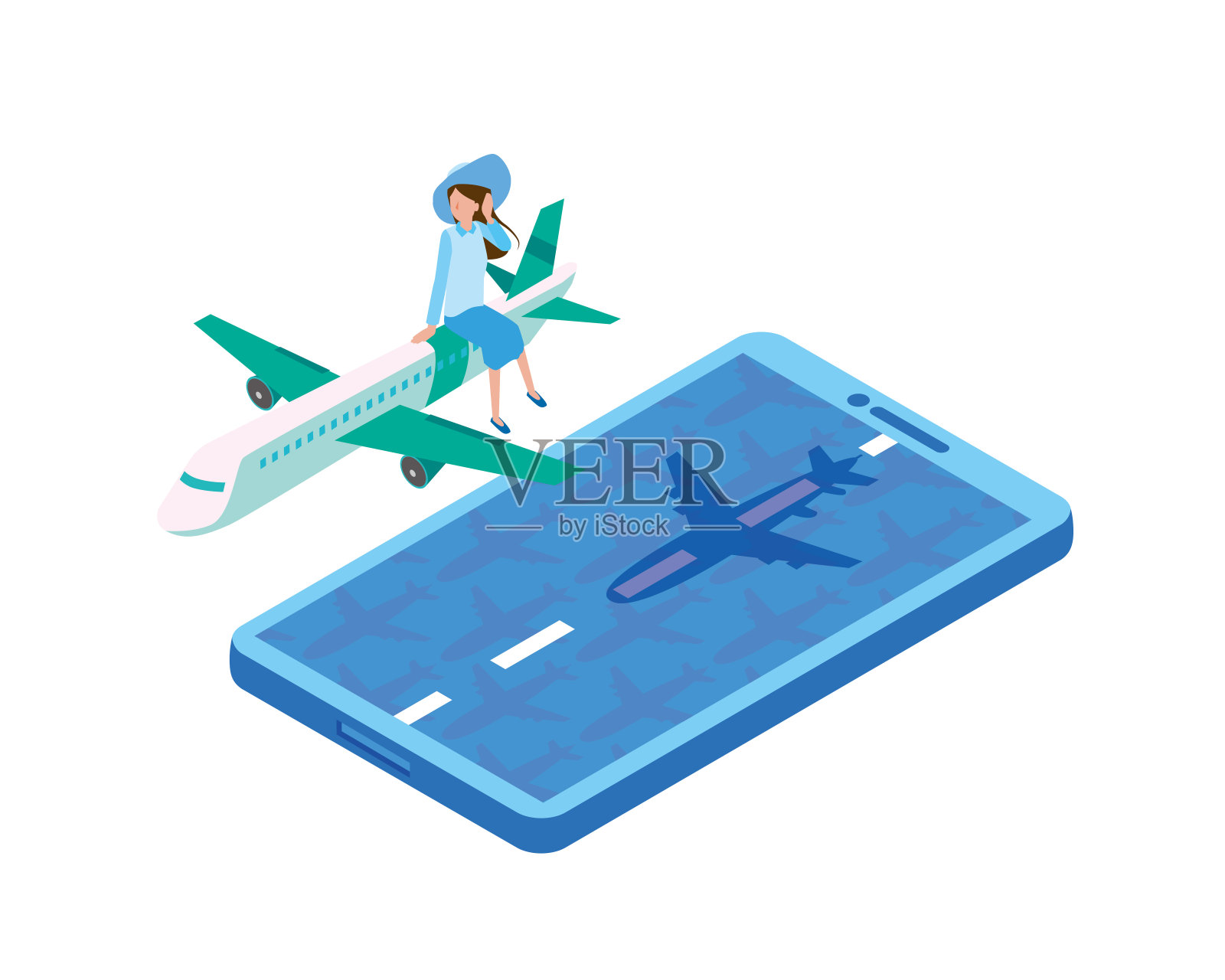 这是一张用智能手机预订机票的图片插画图片素材