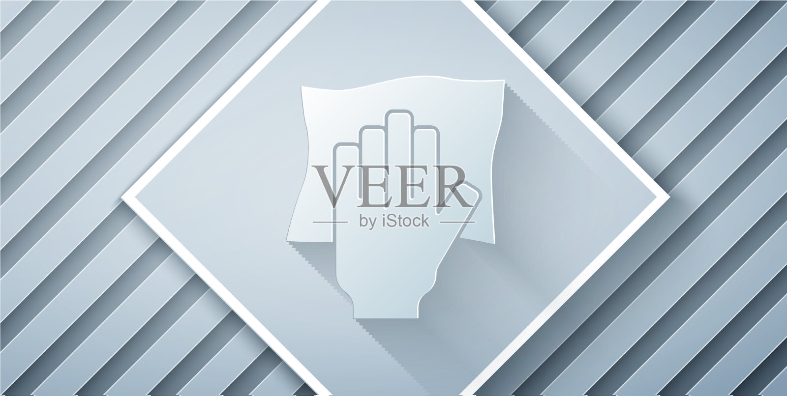 剪纸清洁服务图标孤立在灰色插画图片素材