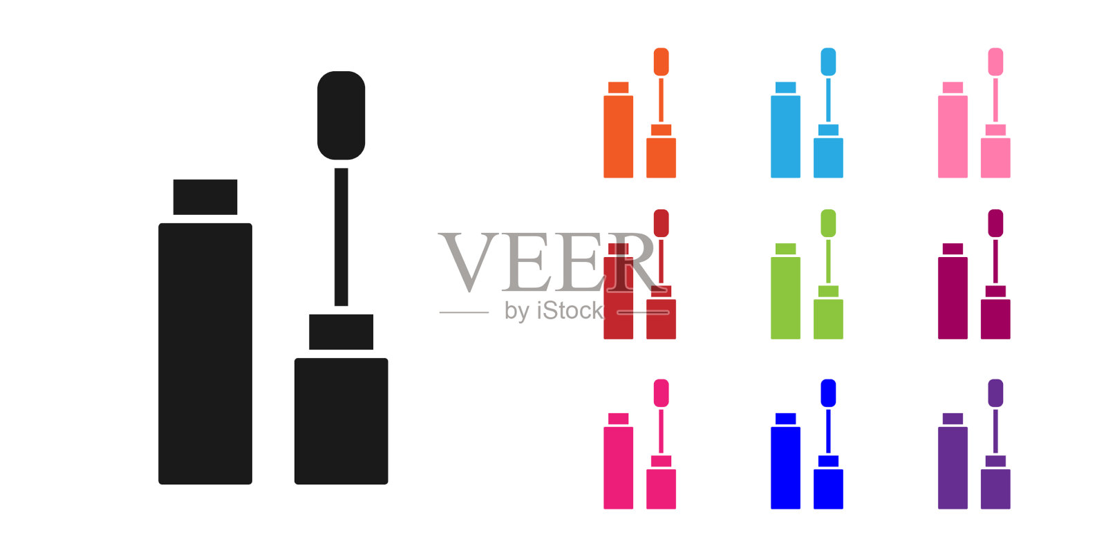 黑色睫毛膏刷图标孤立在白色插画图片素材