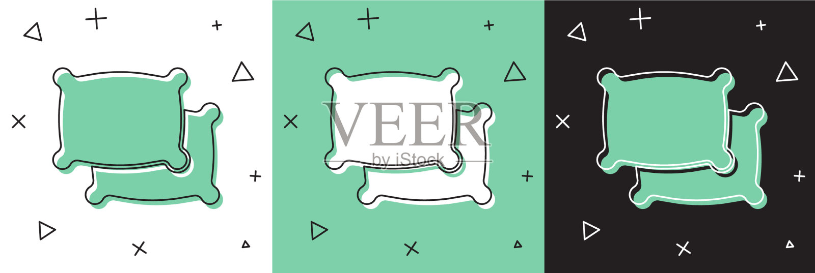 设置矩形枕头图标孤立在白色和插画图片素材