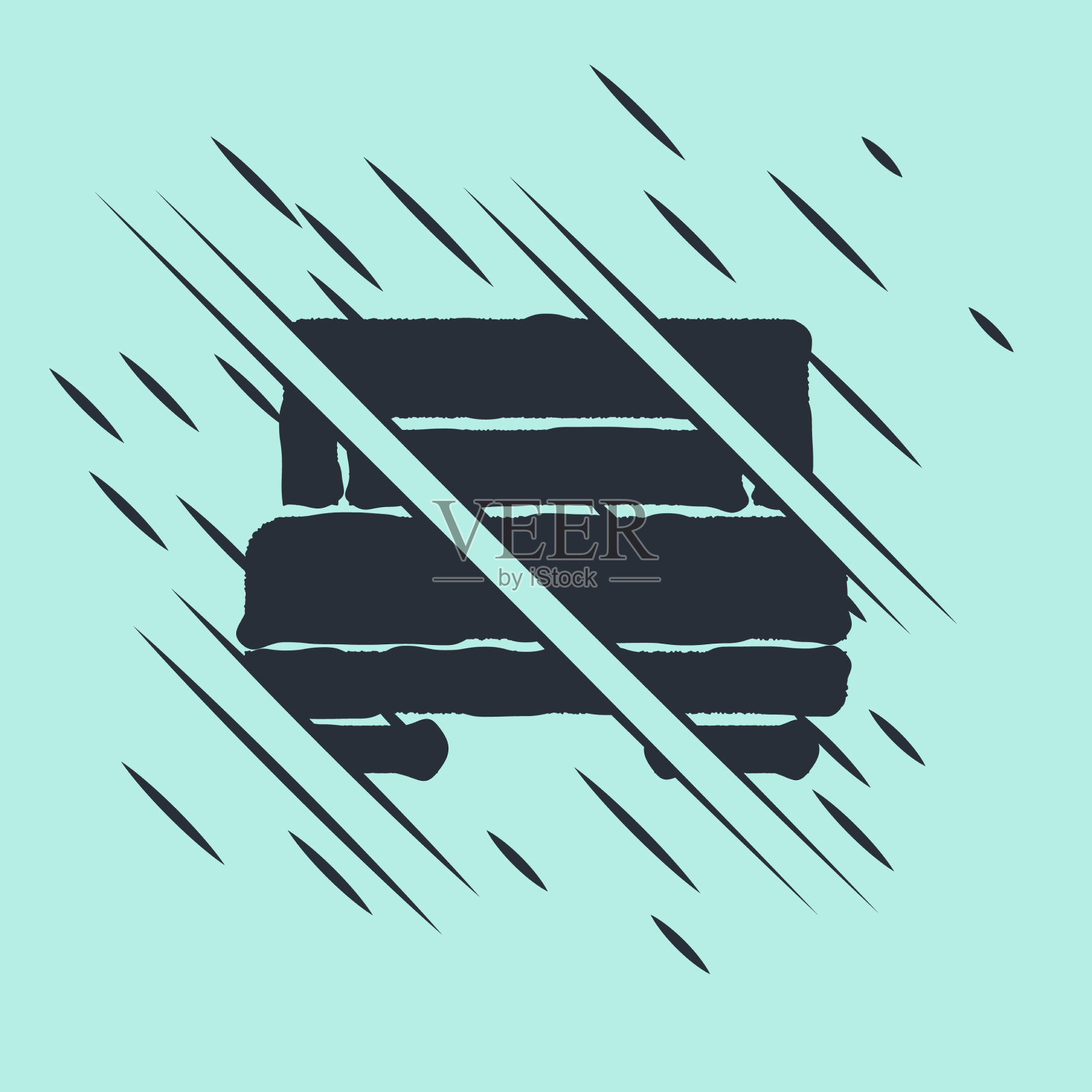 黑色酒店房间床图标孤立在绿色上插画图片素材