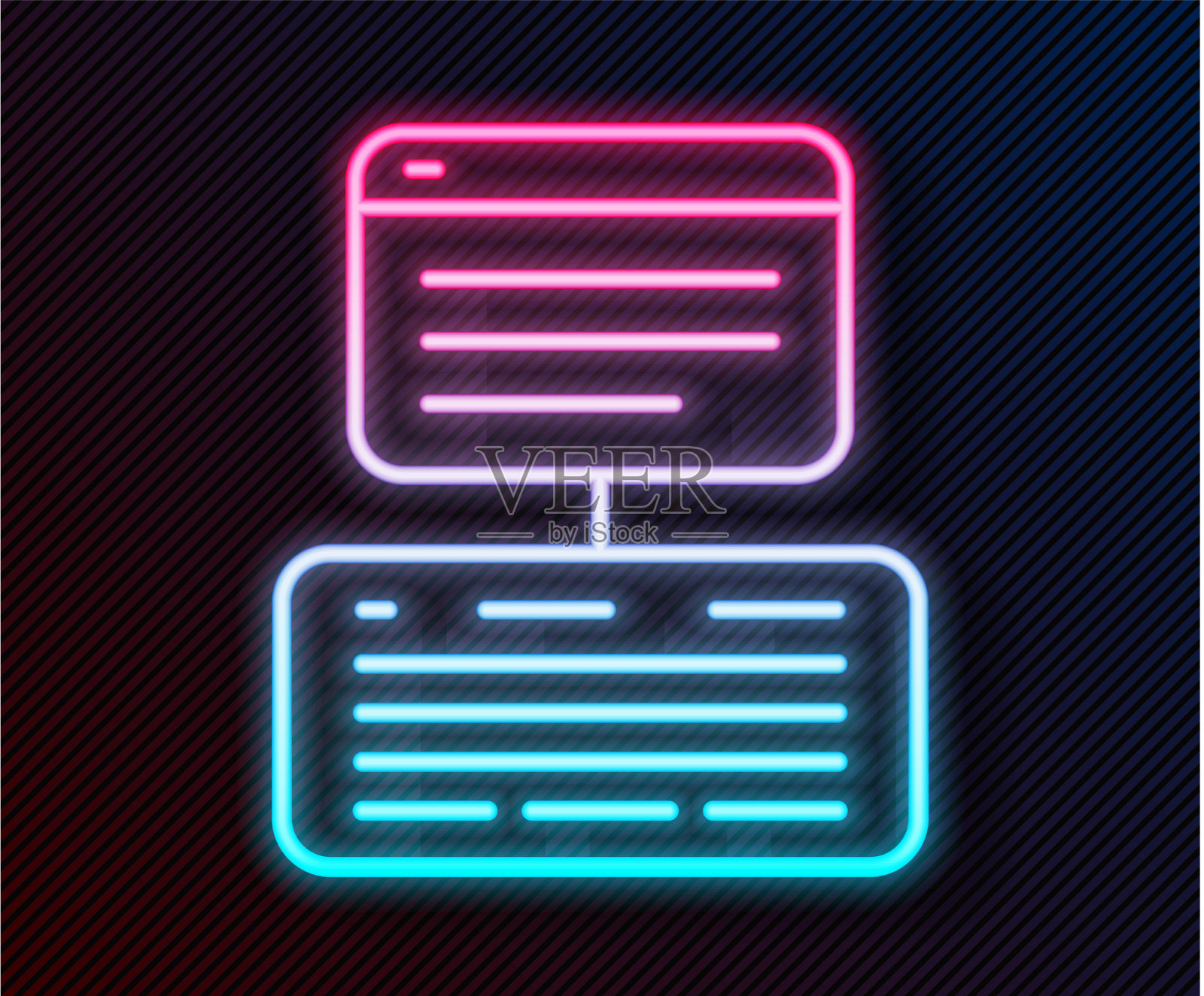 发光的霓虹灯线服务器数据网络托管图标插画图片素材